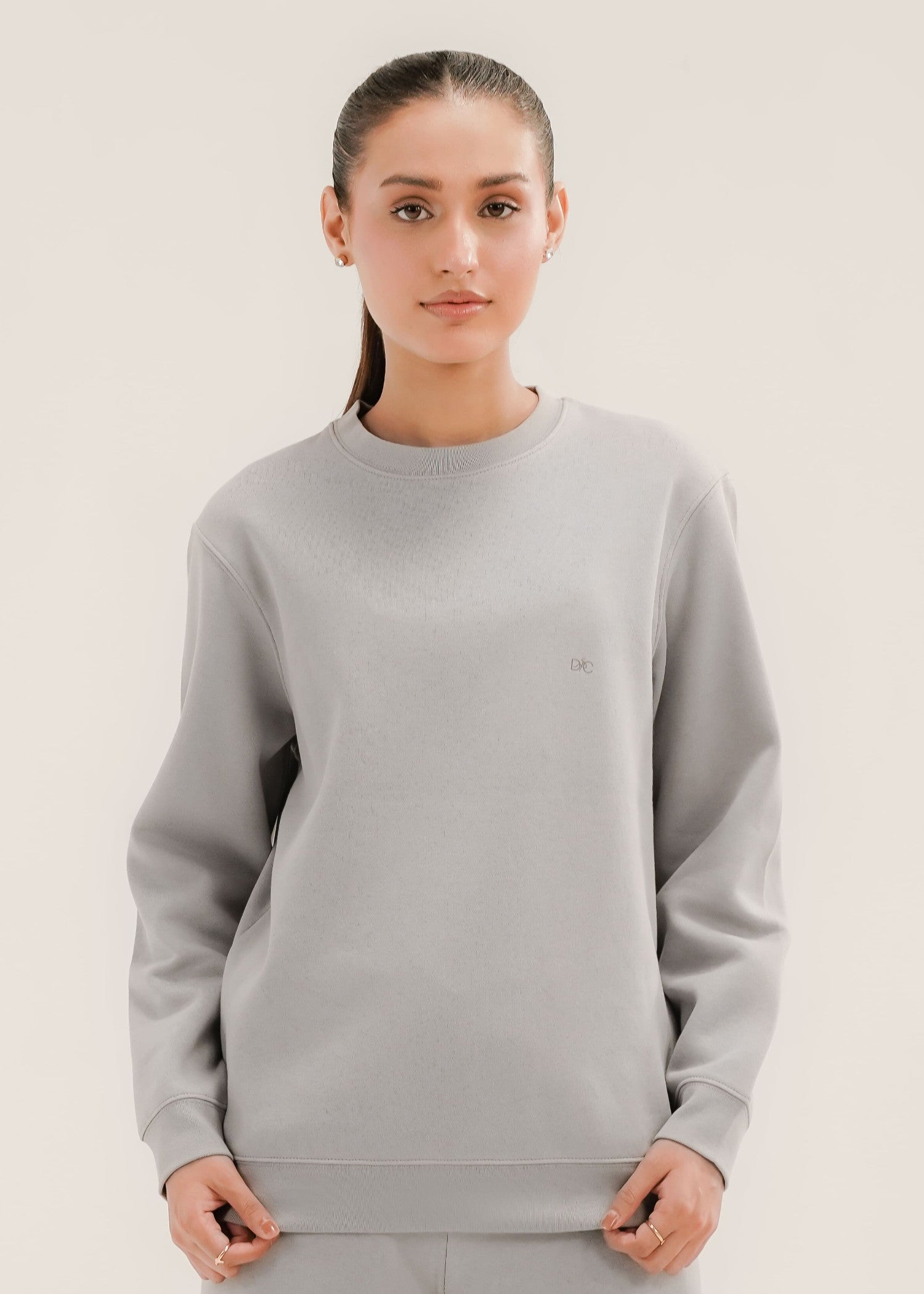 fleece Sweatshirt in Silver