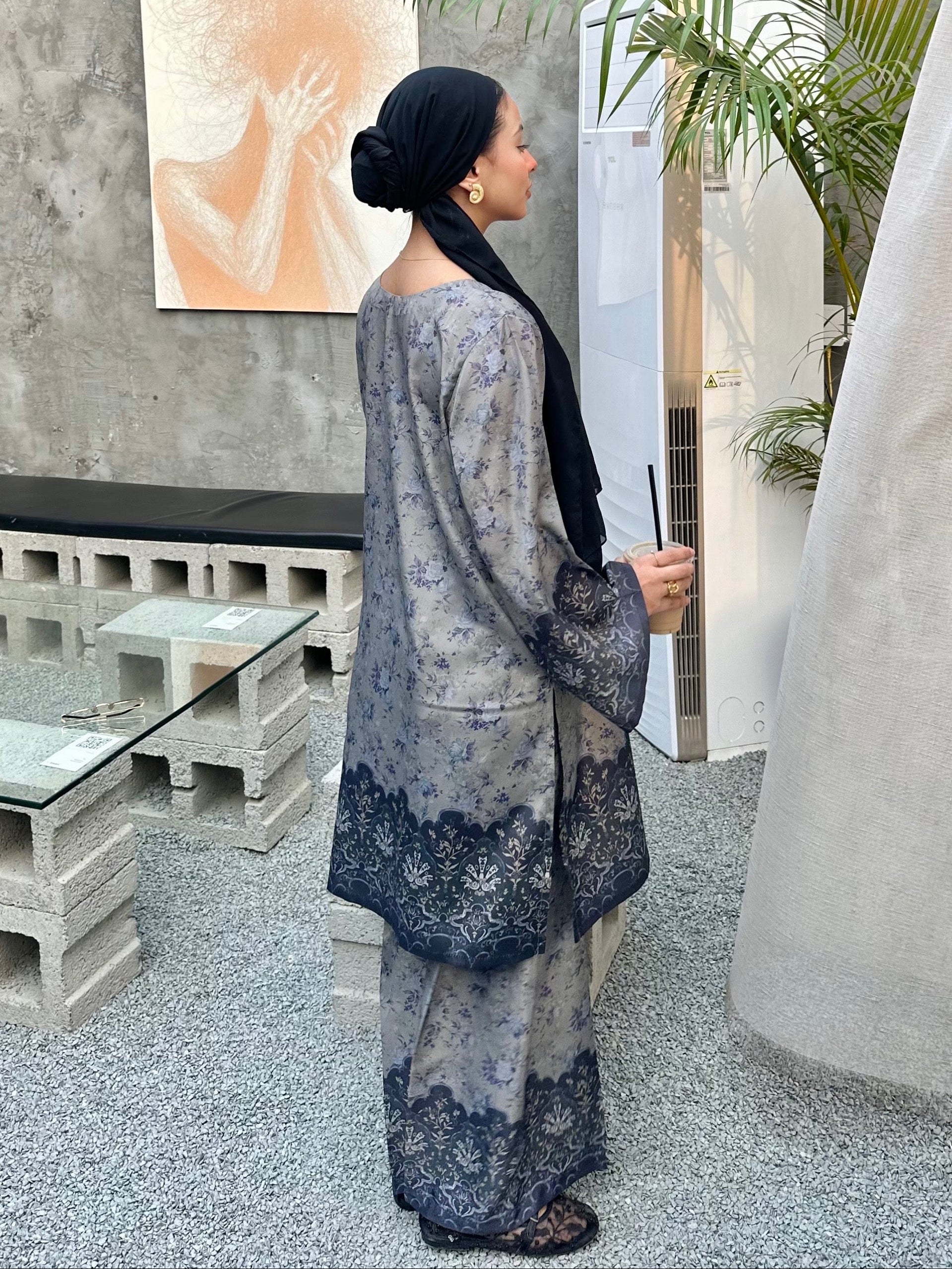viscose raw silk Co Ord Sets in Steel blue