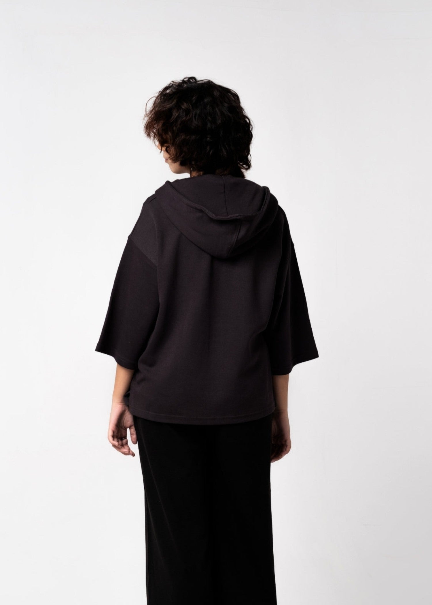 cotton Hoodie in Charcoal black