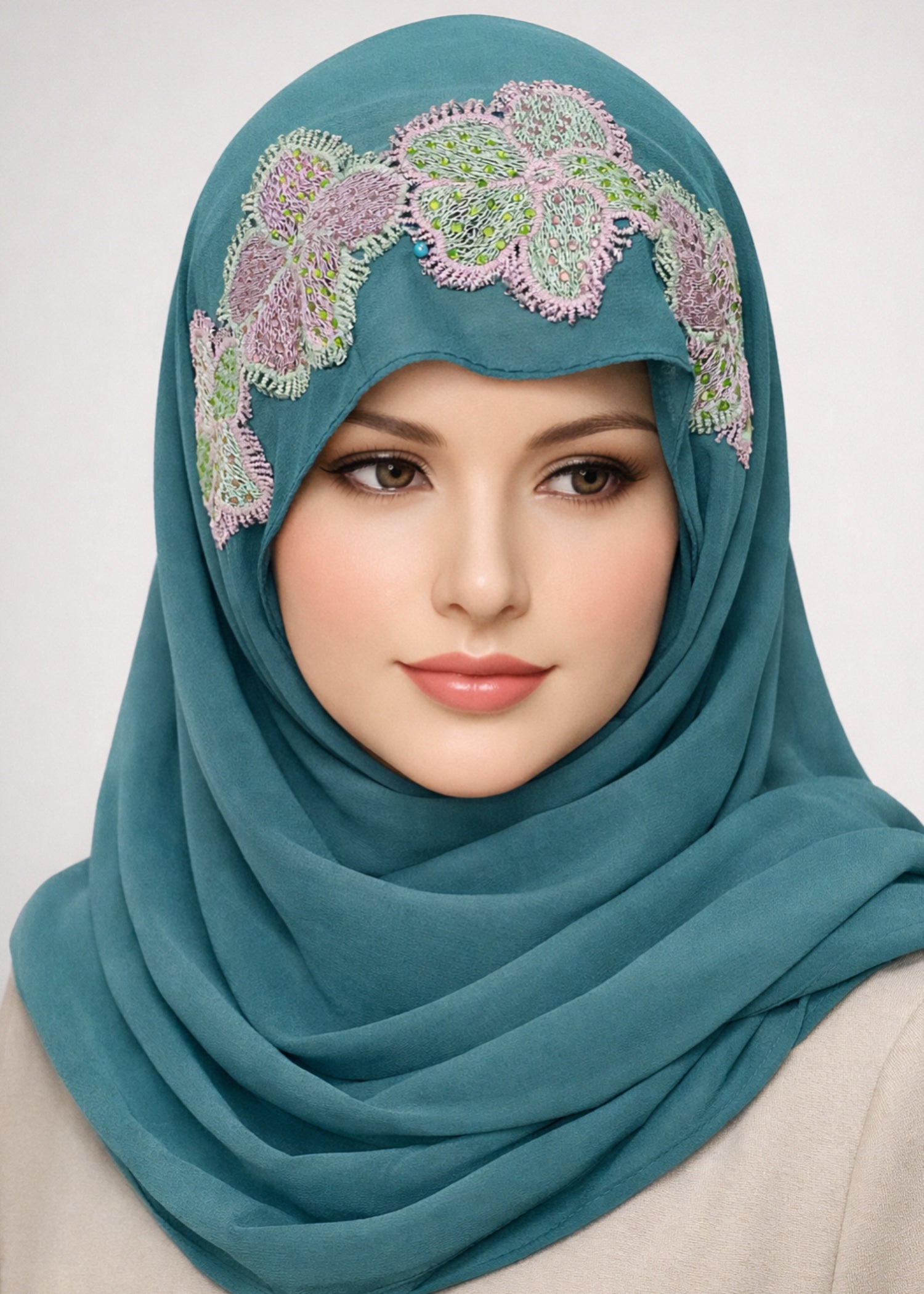 chiffon Hijab in Eucalyptus green