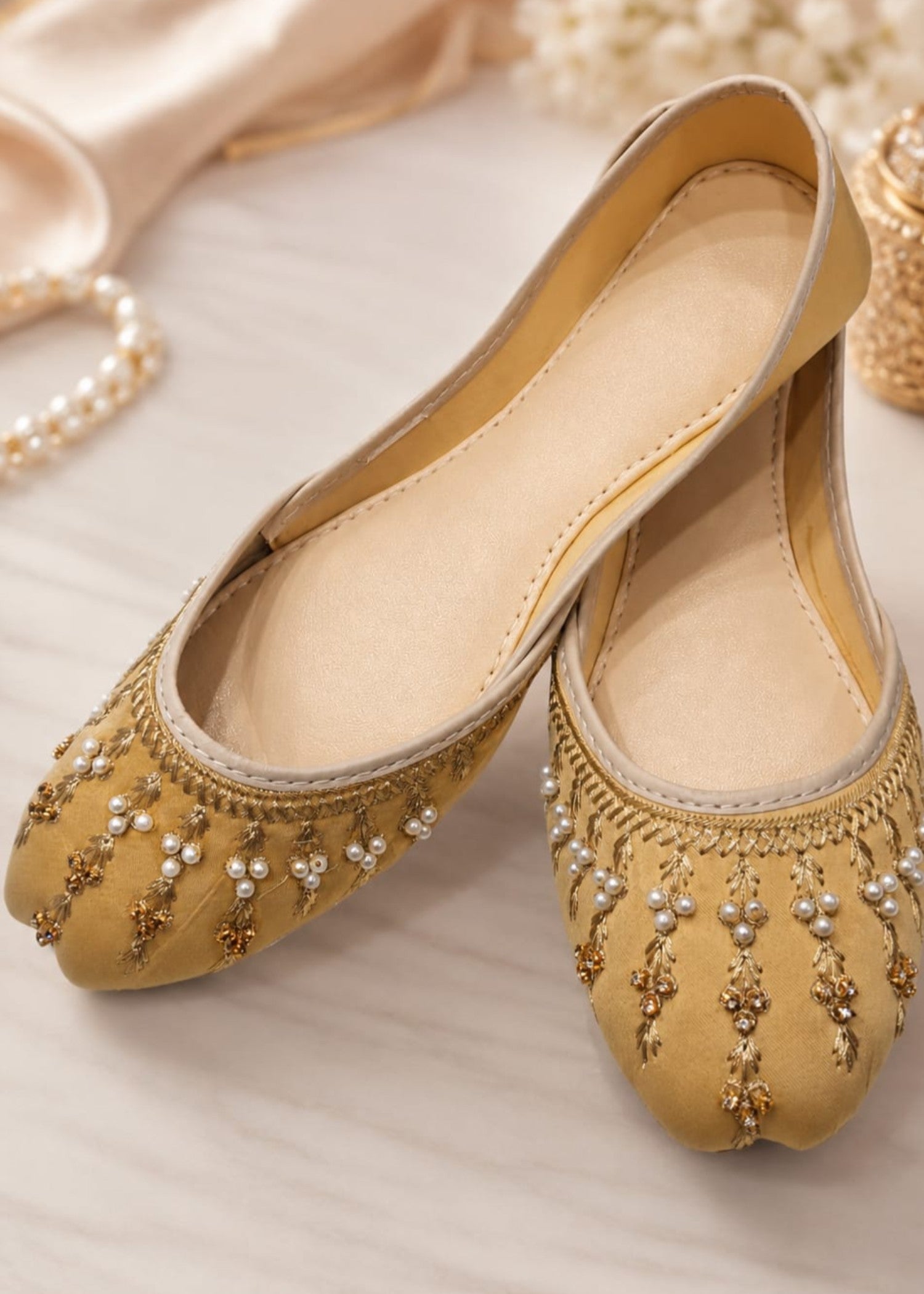 Khussa in Beige by - High Quality Women Khussa EGV9427
