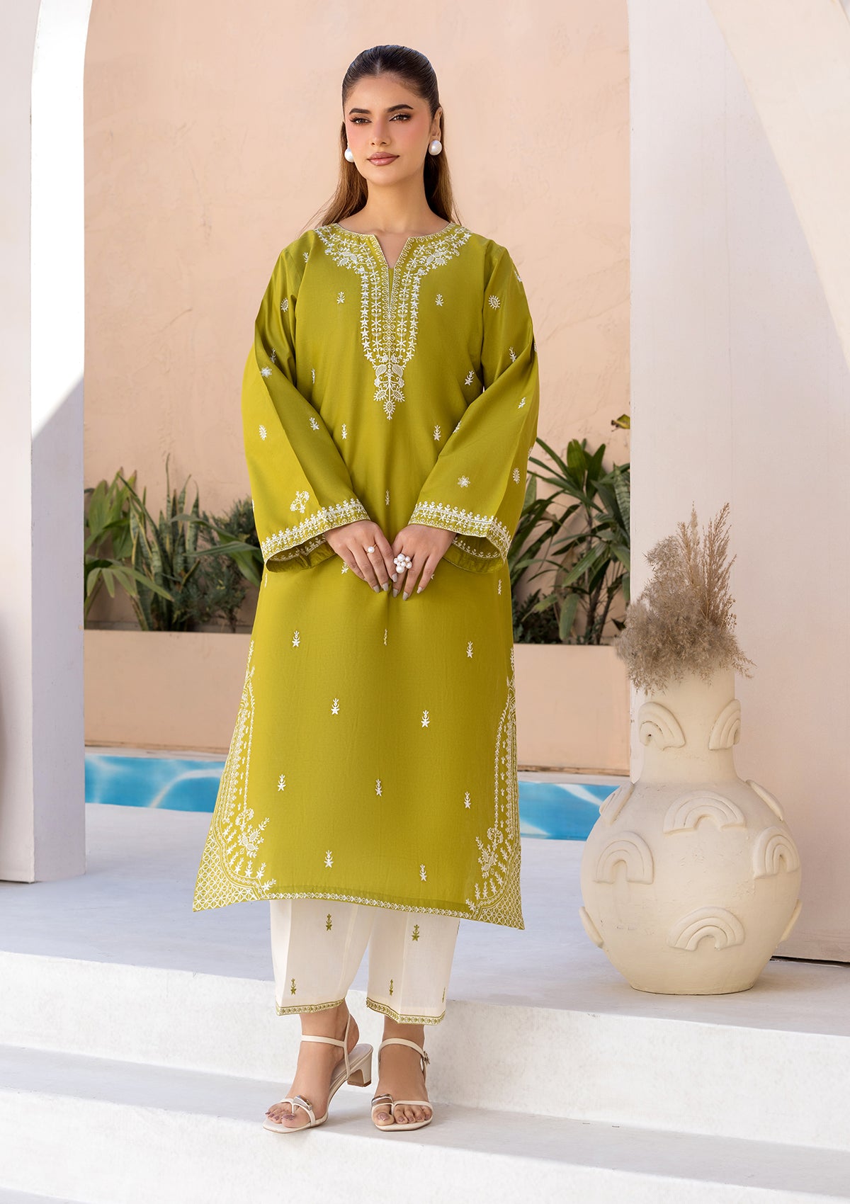 cotton Kurta Set in Olive green