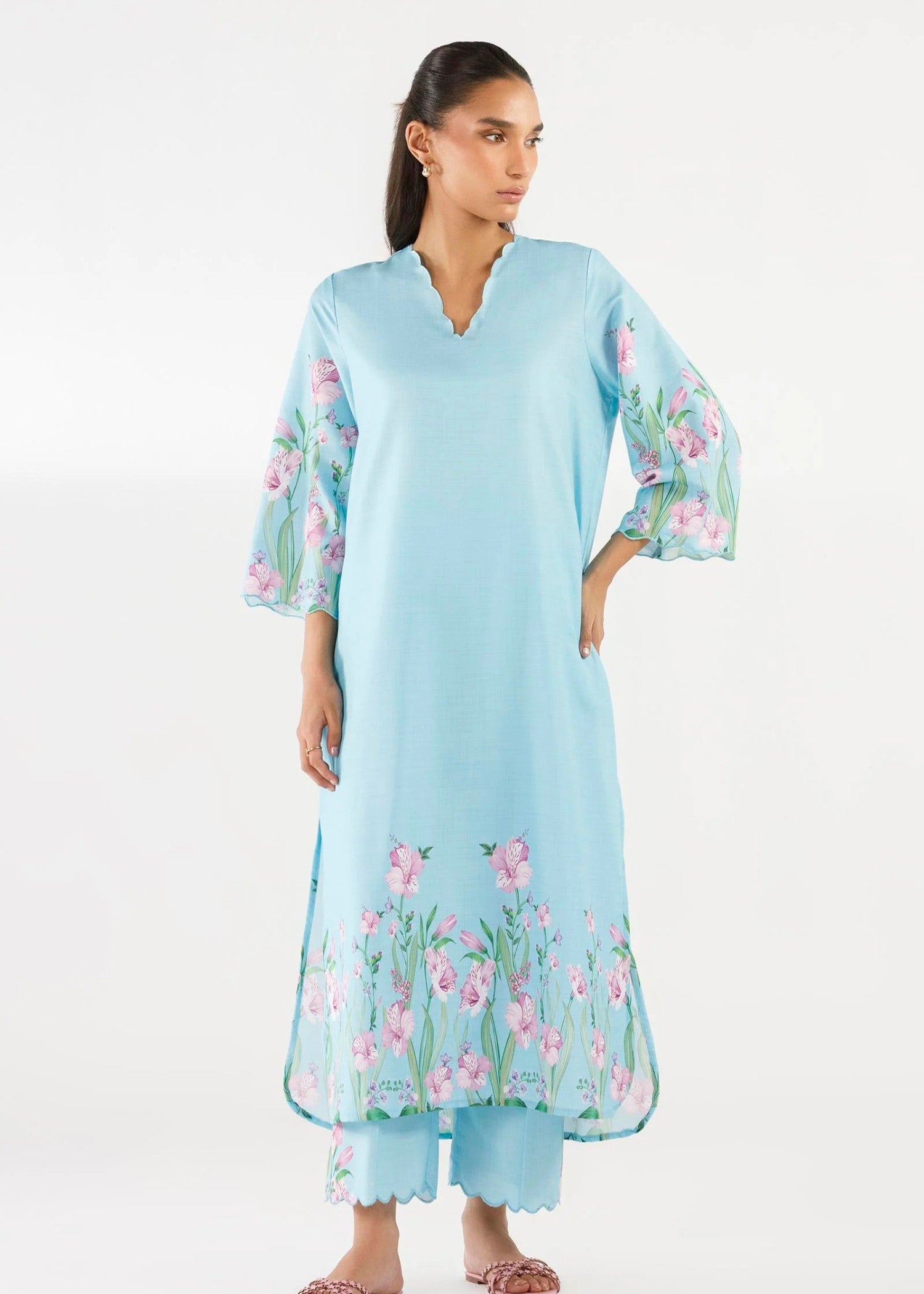 viscose Kurta Set in Sky blue
