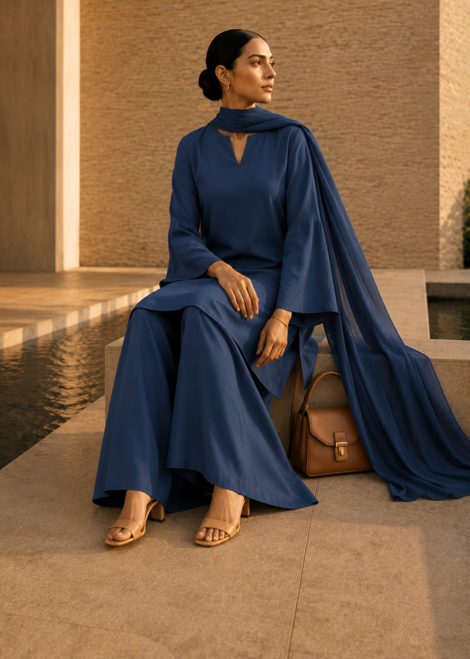 pure cotton Kurta Set in Navy blue