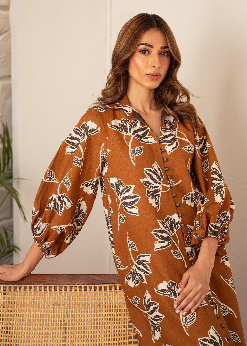 khaddar Unstitched in Brown