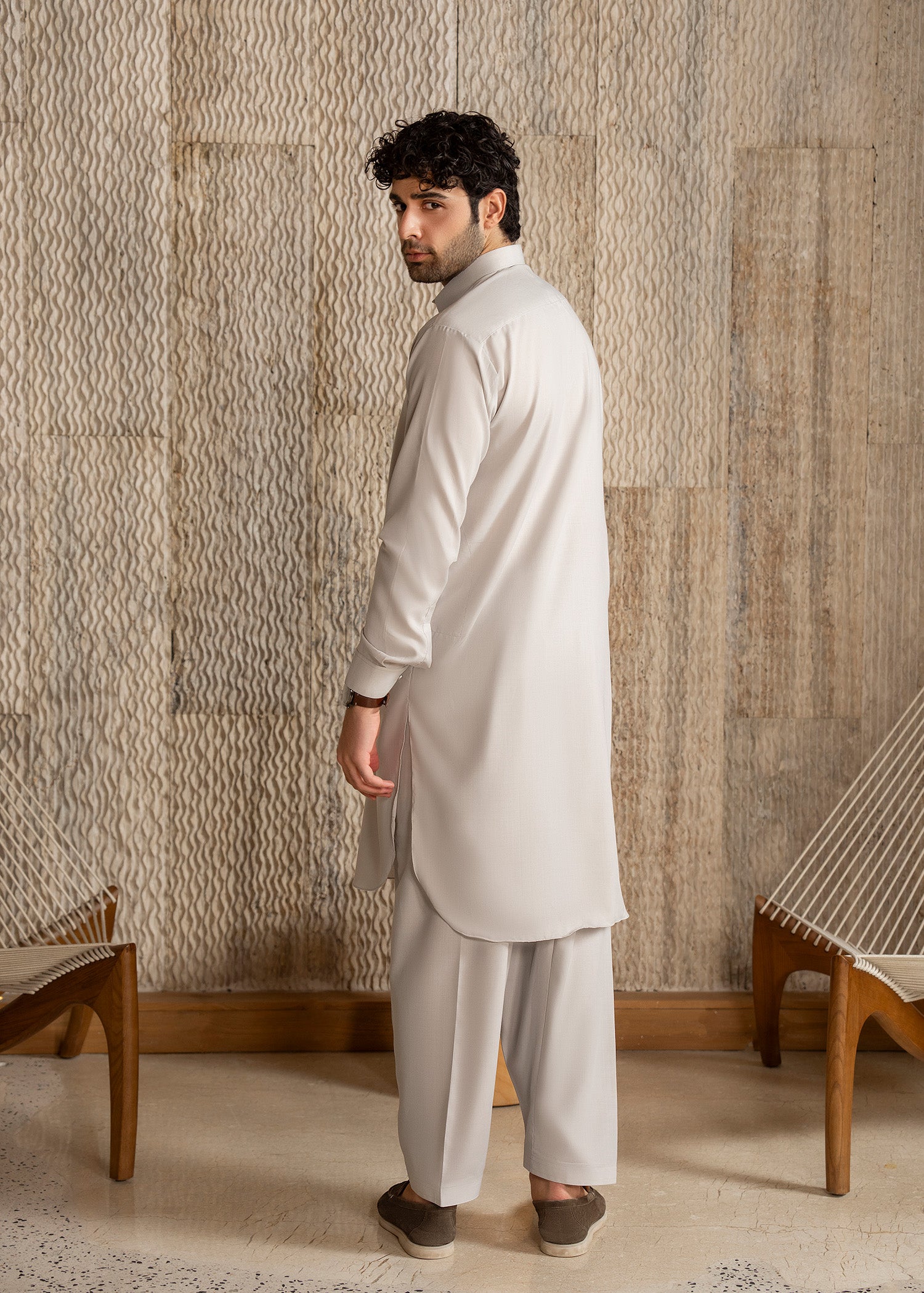 wash & wear Shalwar Kameez in Steal grey by Buraq