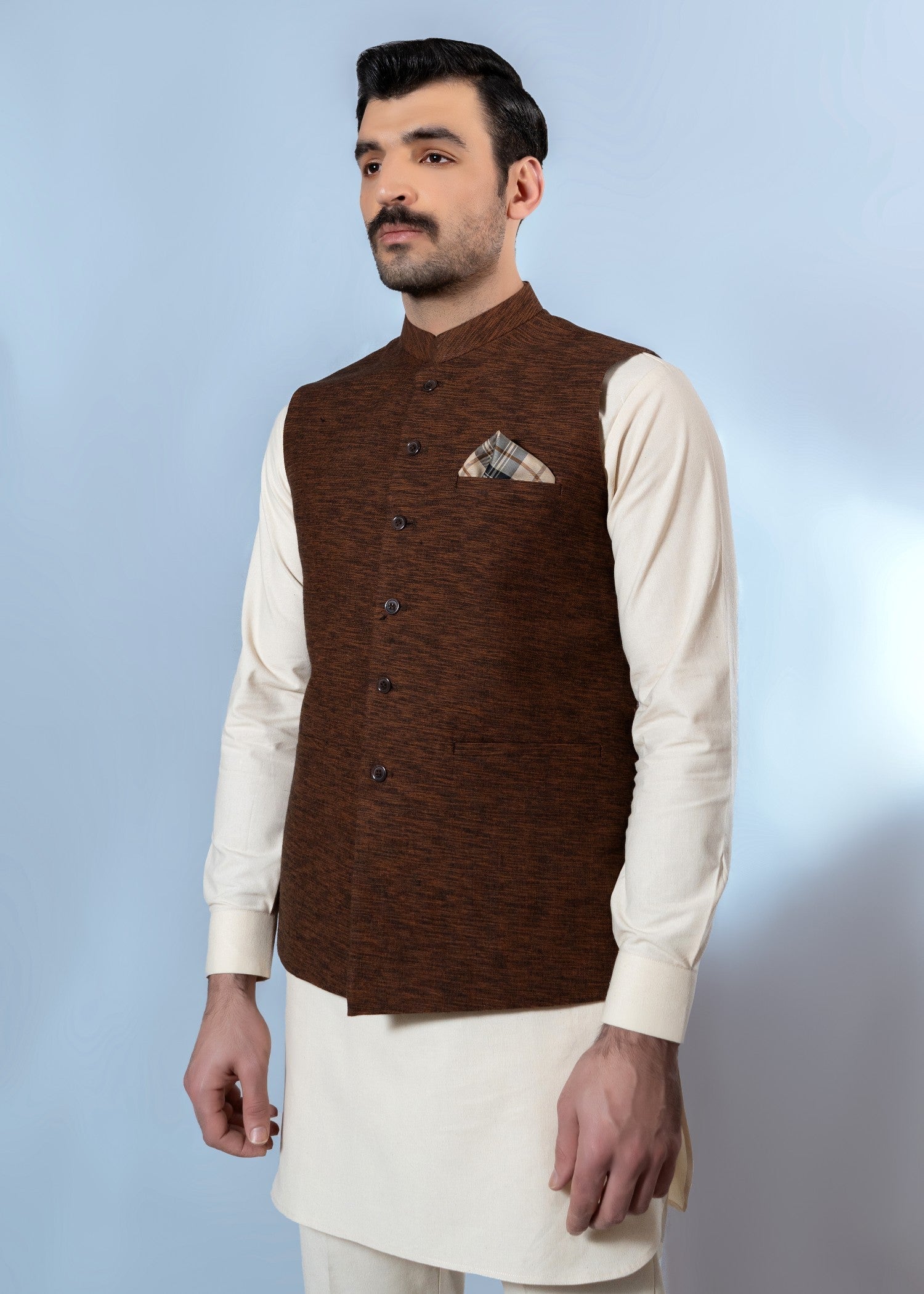 khaddar Waistcoat in Brown