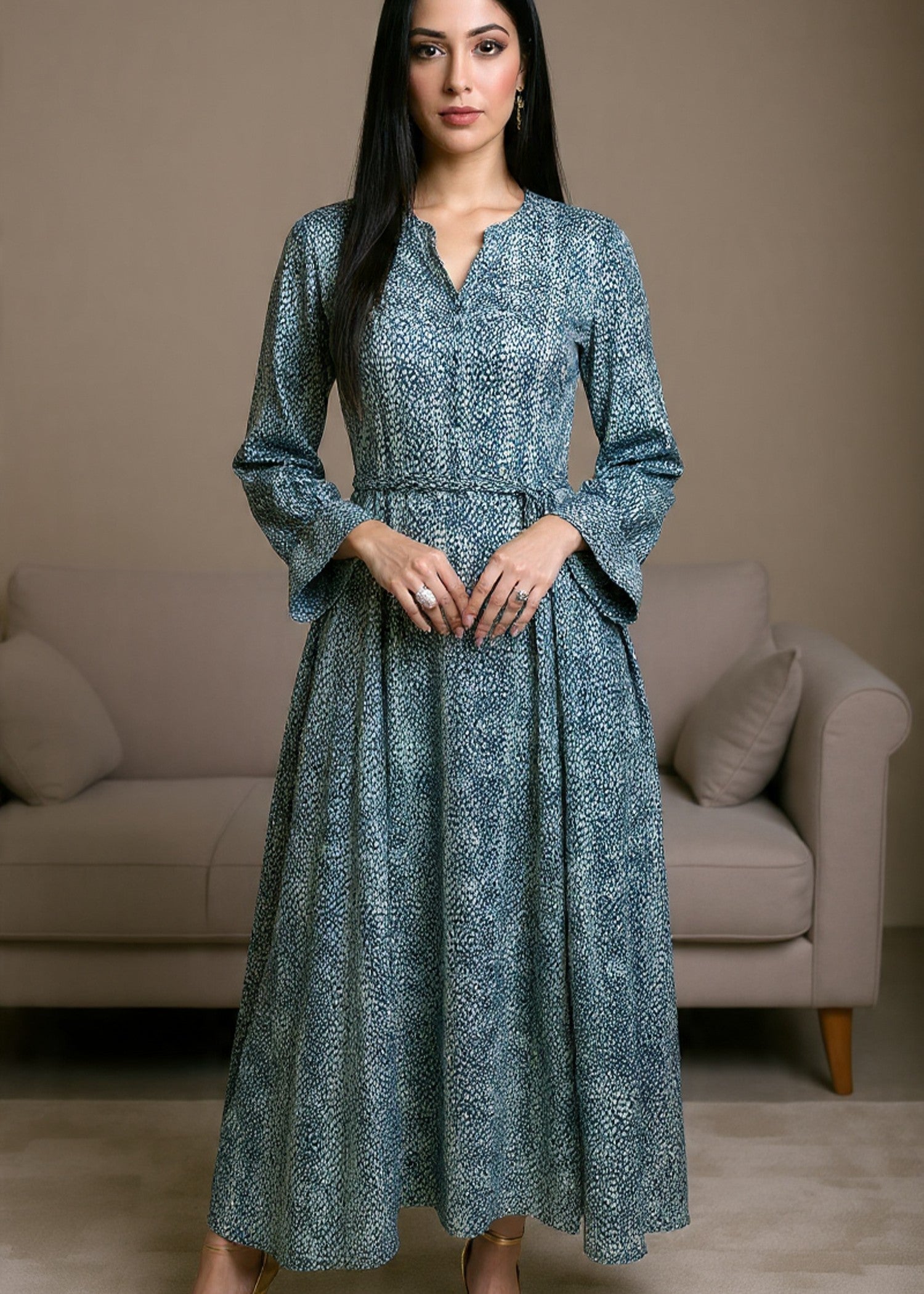 georgette Maxi in Jungle green