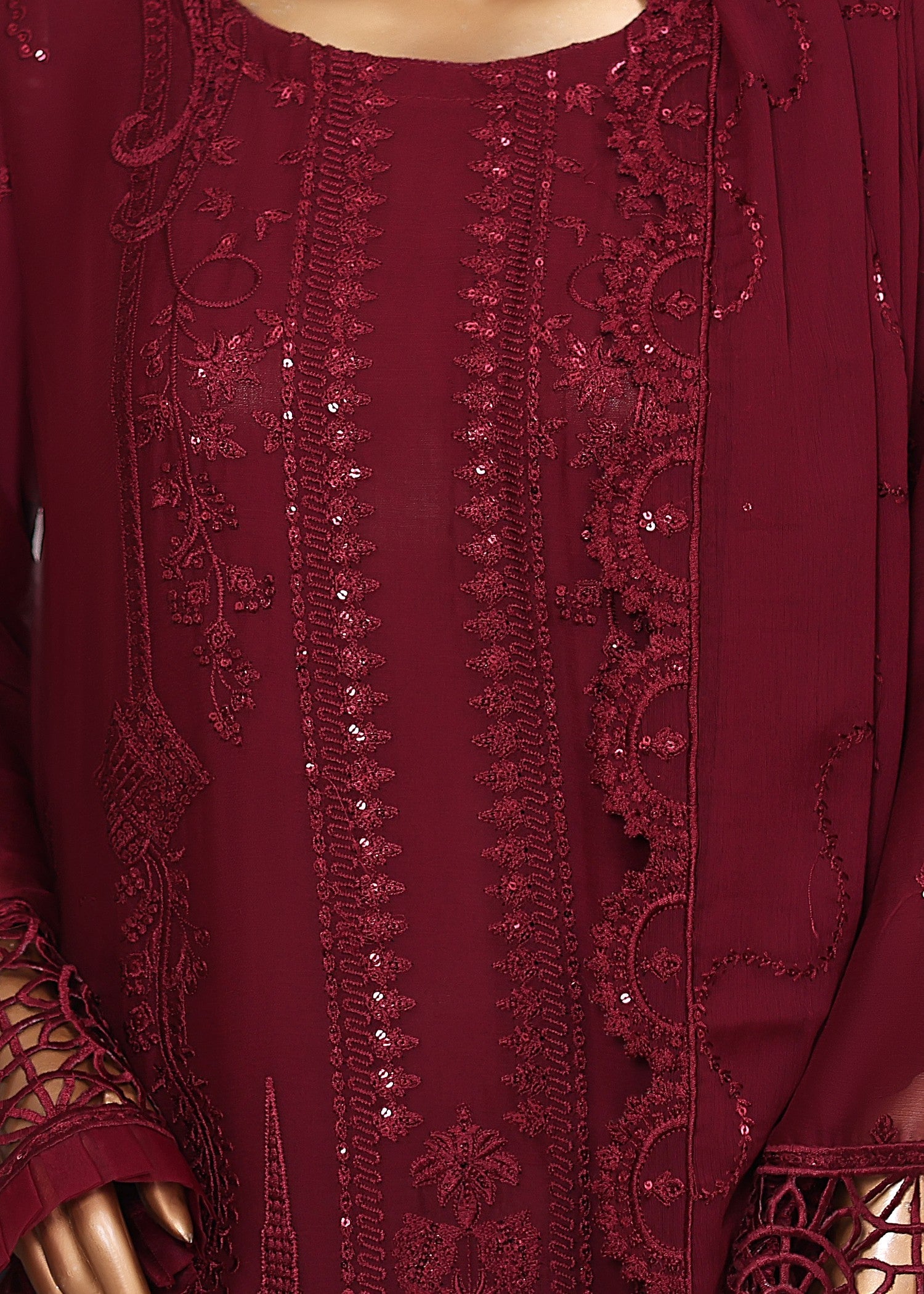 bemberg crinkle chiffon Kurta Set in Sangria