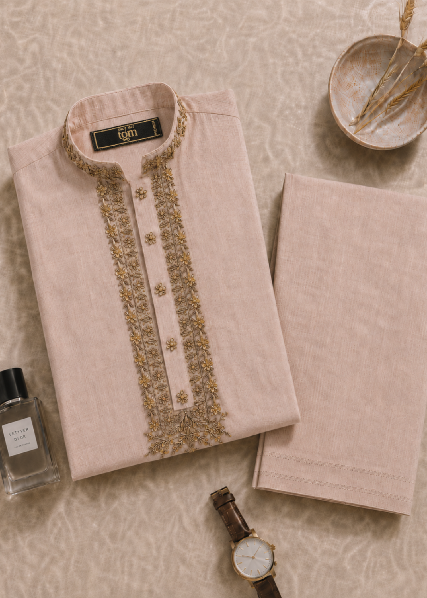 wash & wear Shalwar Kameez in Beige by The Great Masters (TGM)