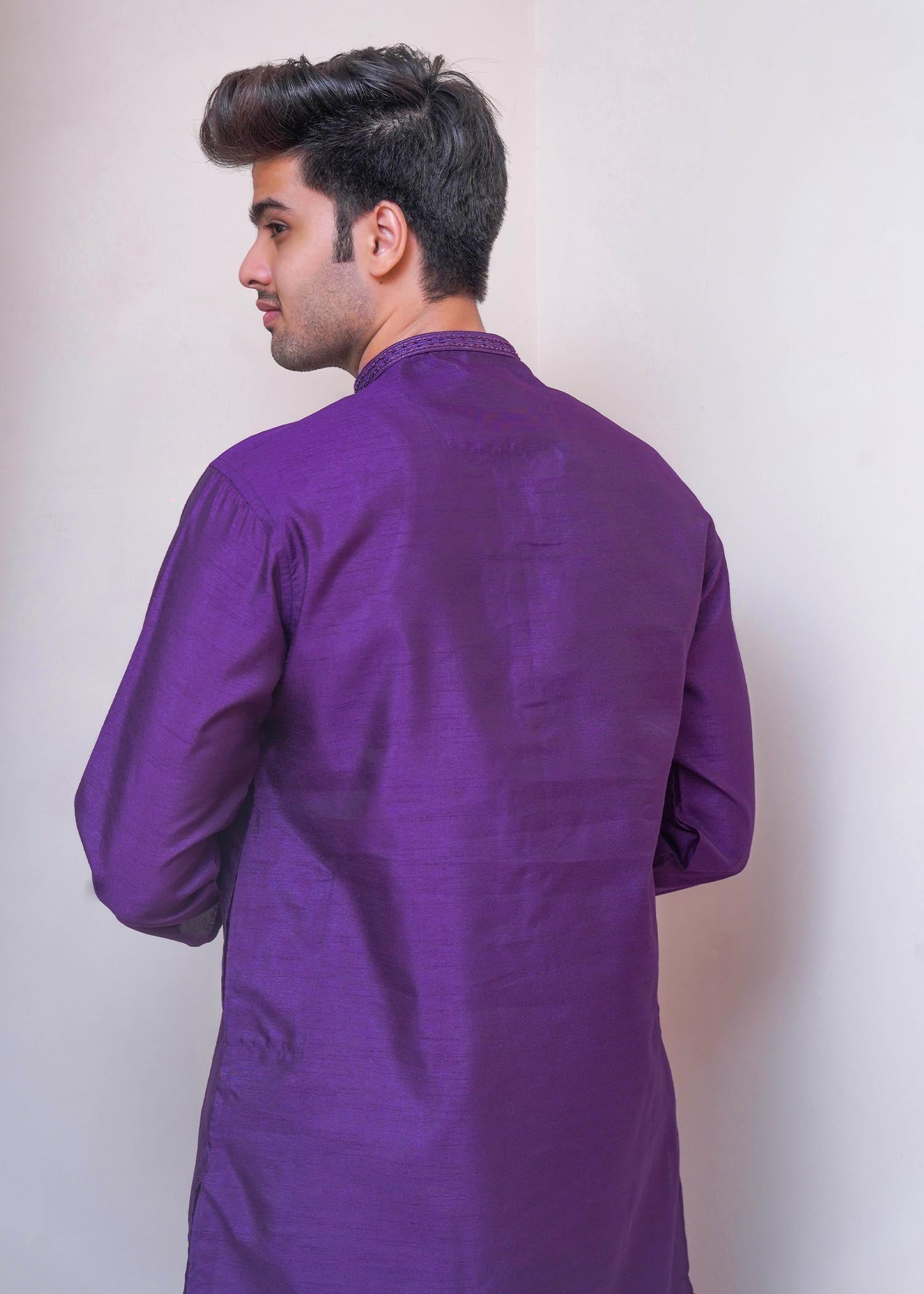 raw silk Kurta in Purple