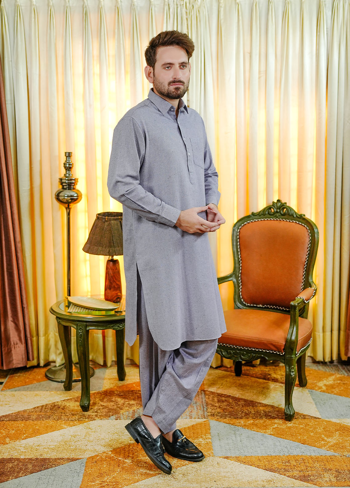 wool viscose Shalwar Kameez in Lilac