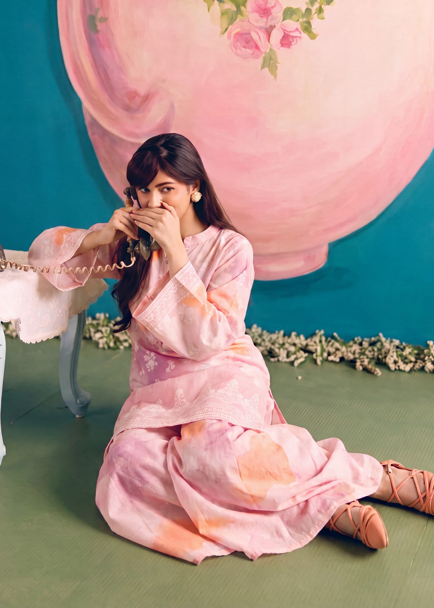 lawn Sharara in Multi