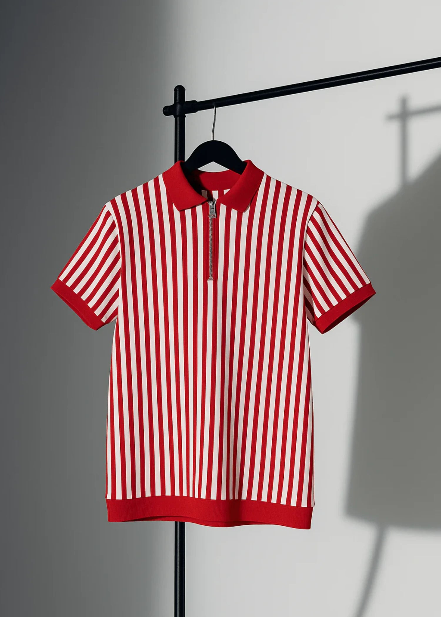 cotton Polo Shirt in Red, white - view 3