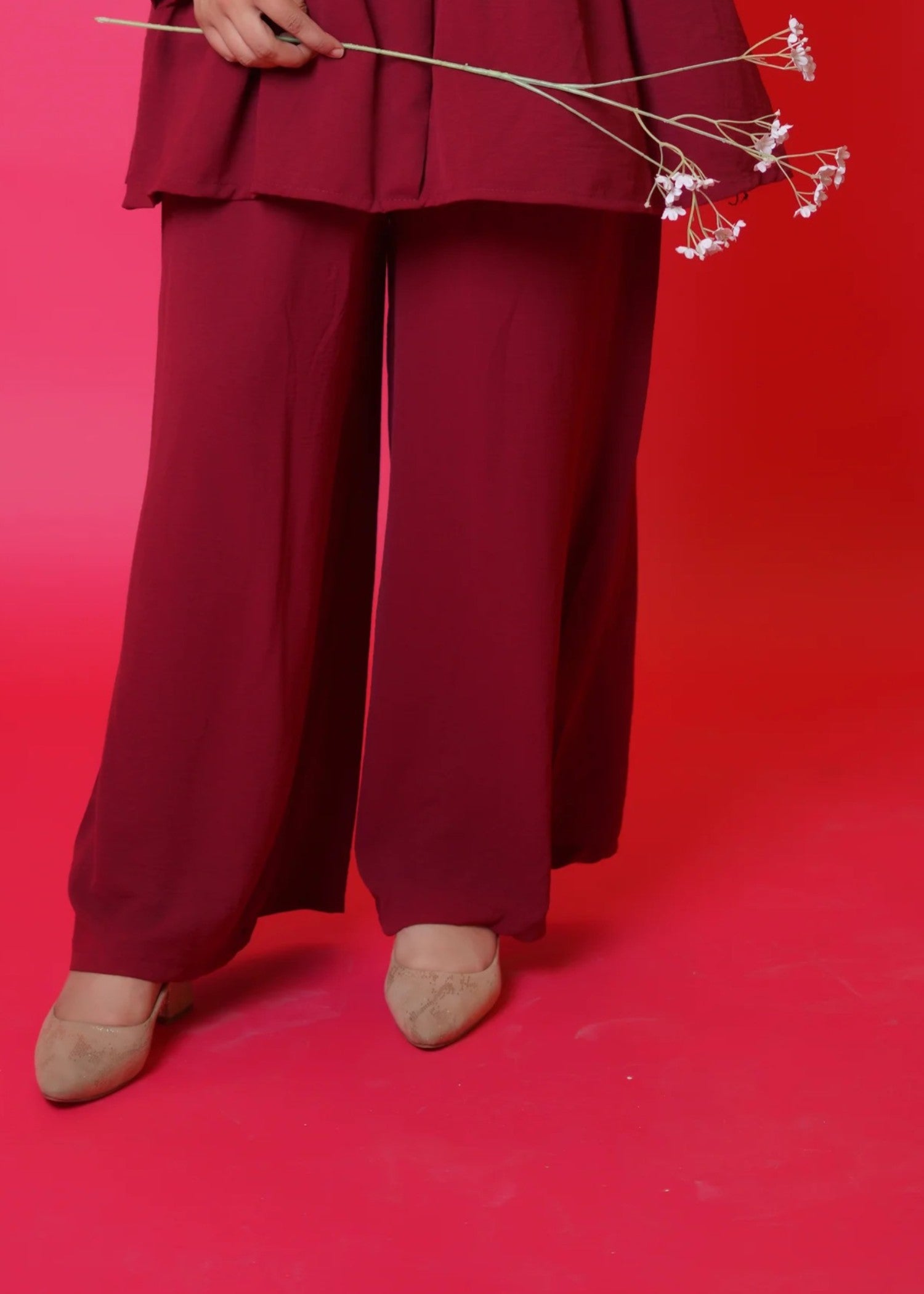 crepe Short Frock in Maroon