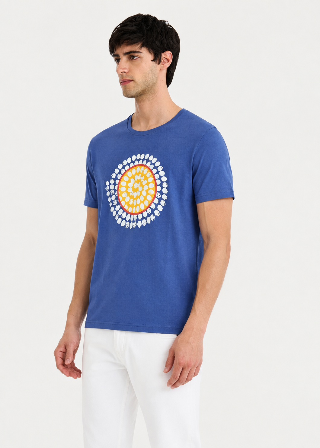 cotton T Shirt in Royal blue, azure