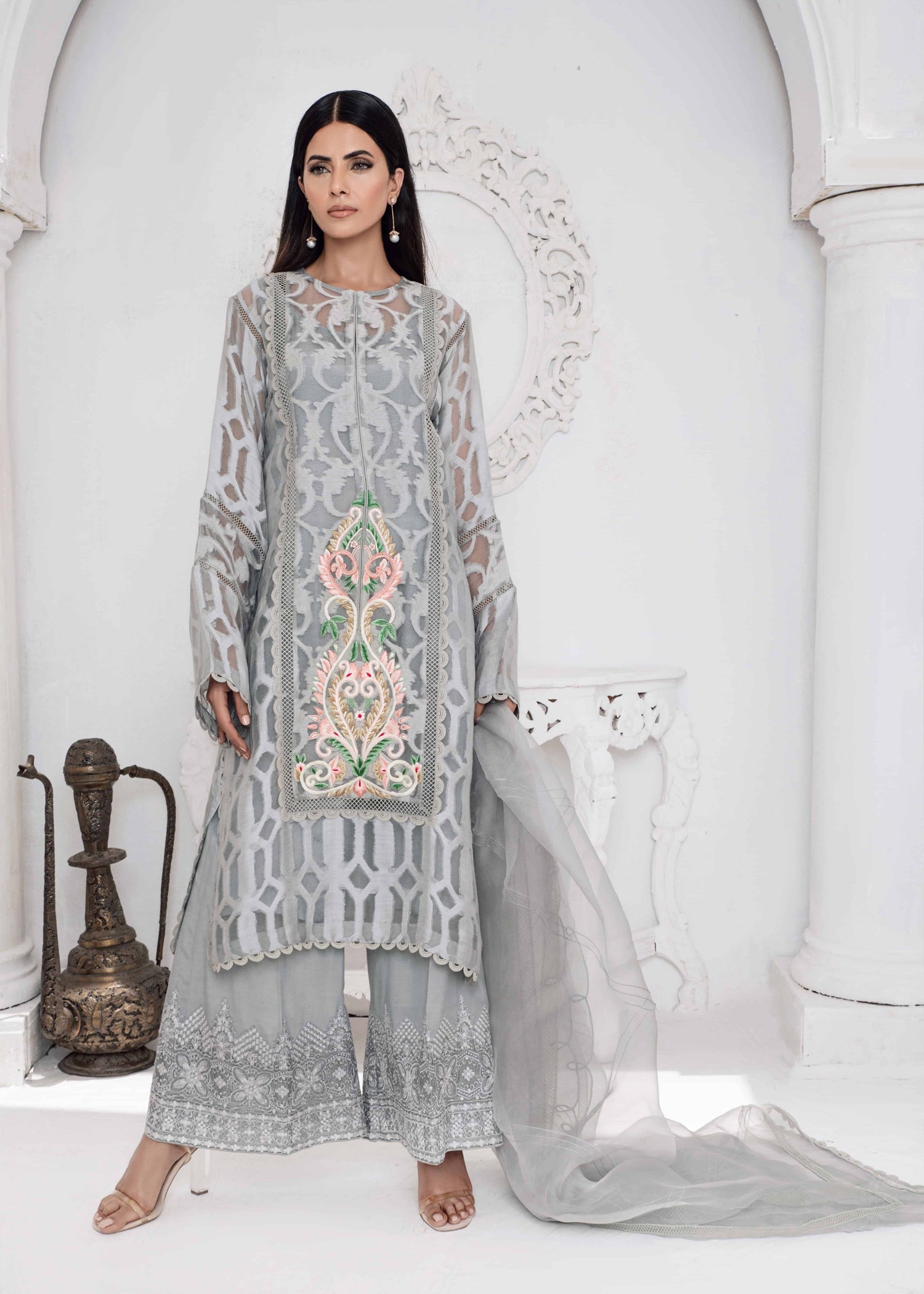 organza Kurti in Grey