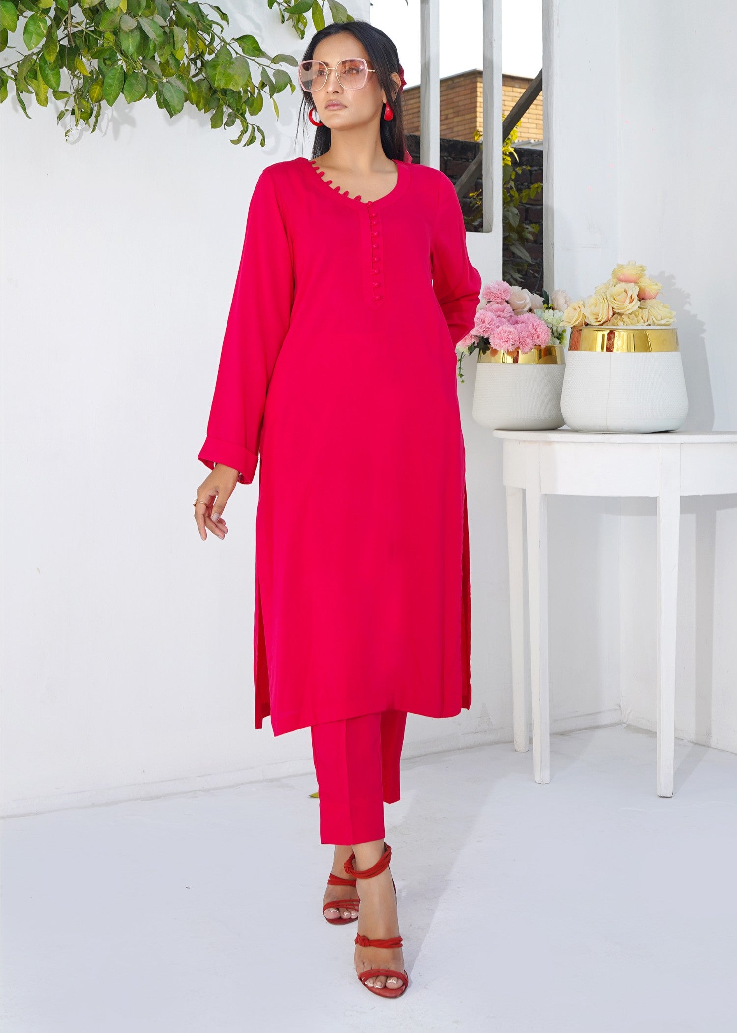 irish linen Co Ord Sets in Red
