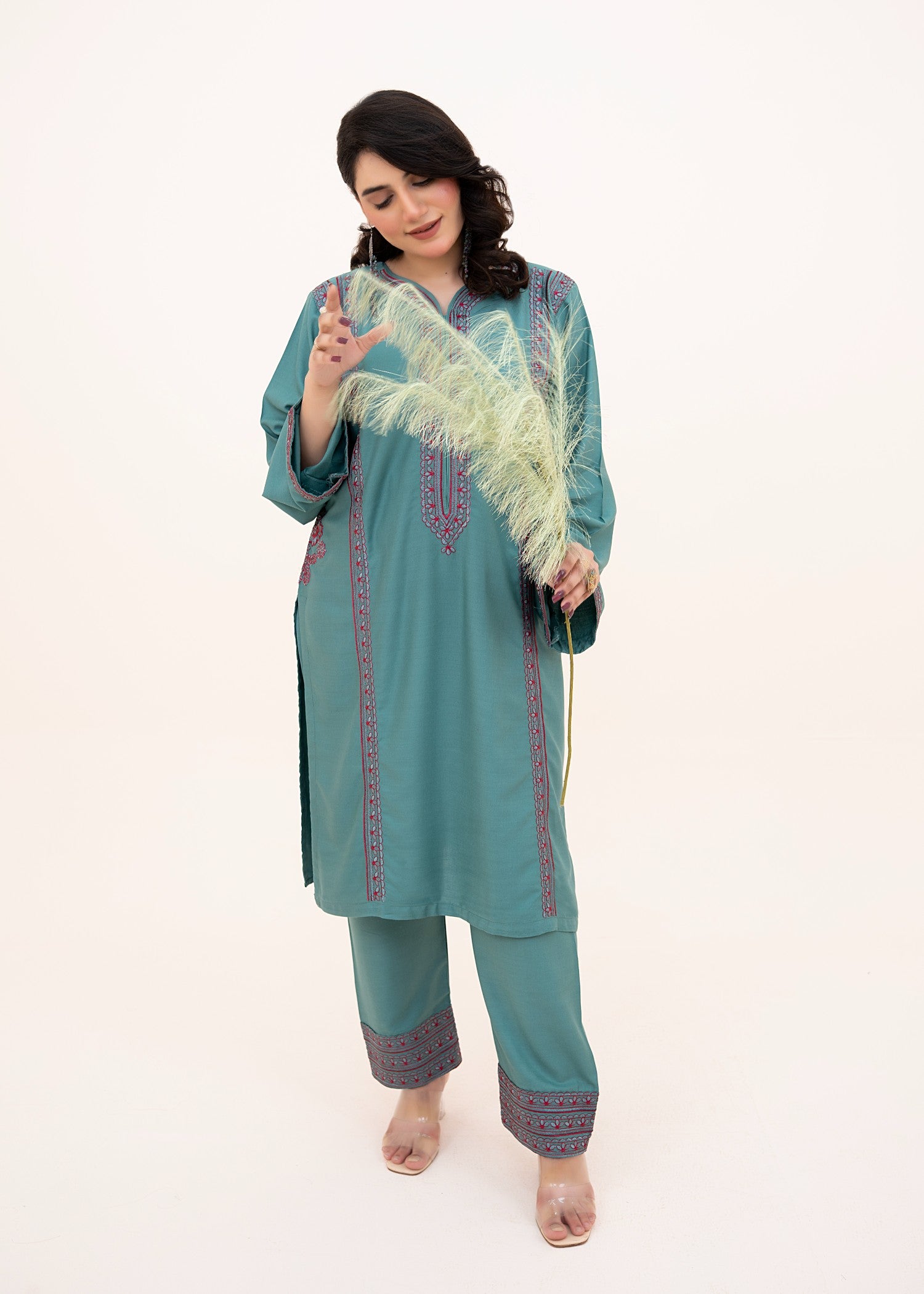 linen Kurta Set in Teal