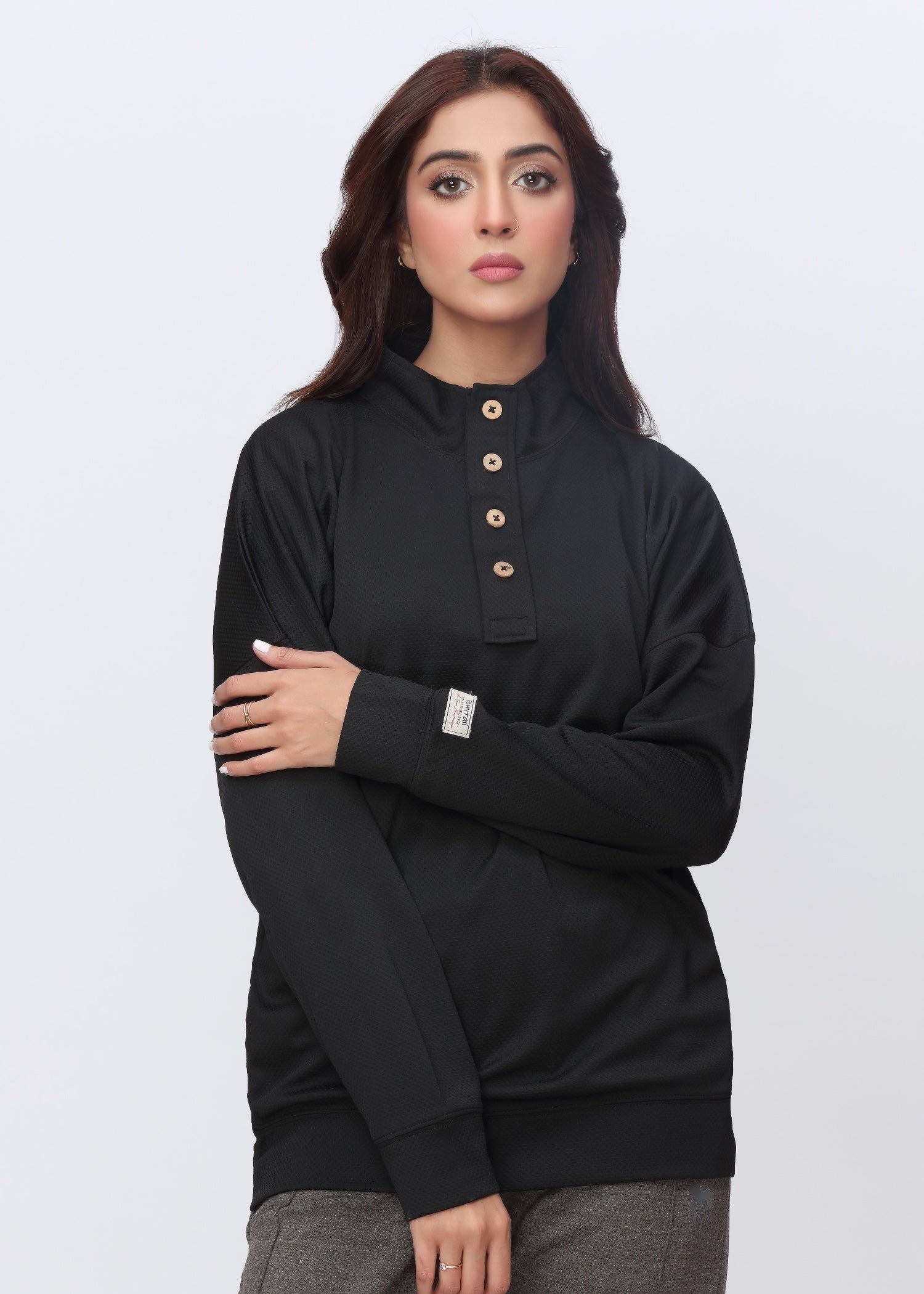 polyester Sweatshirt in Black