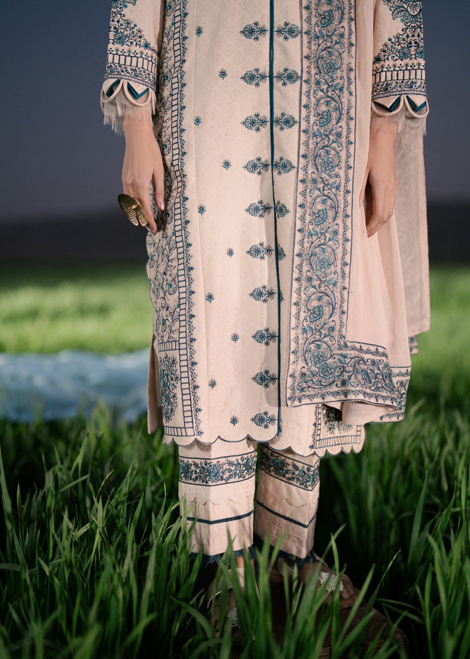 lawn Kurta Set in Seashell