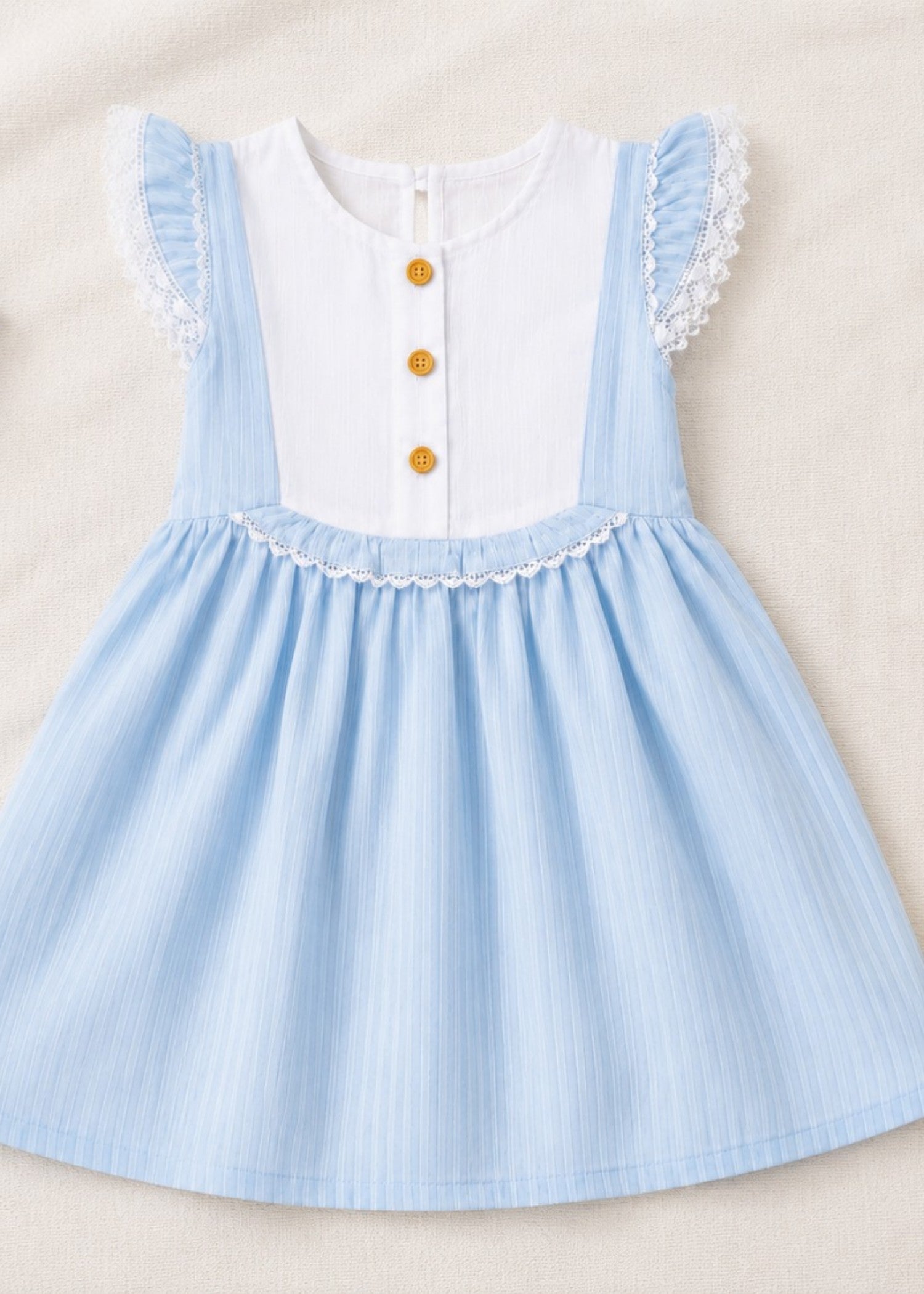 cotton Frock in Hazelwood brown, ice blue, white