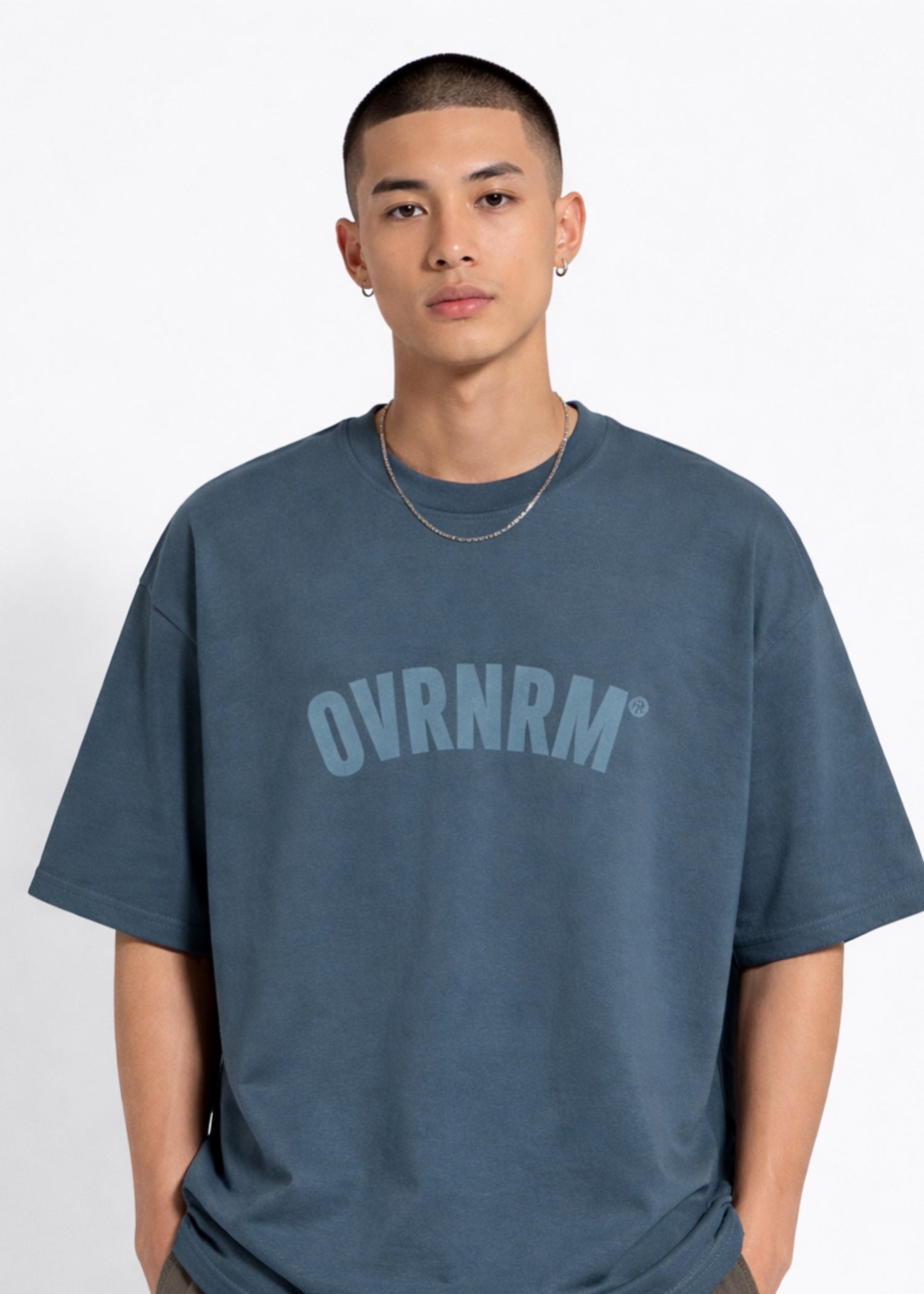 cotton jersey T Shirt in Slate blue