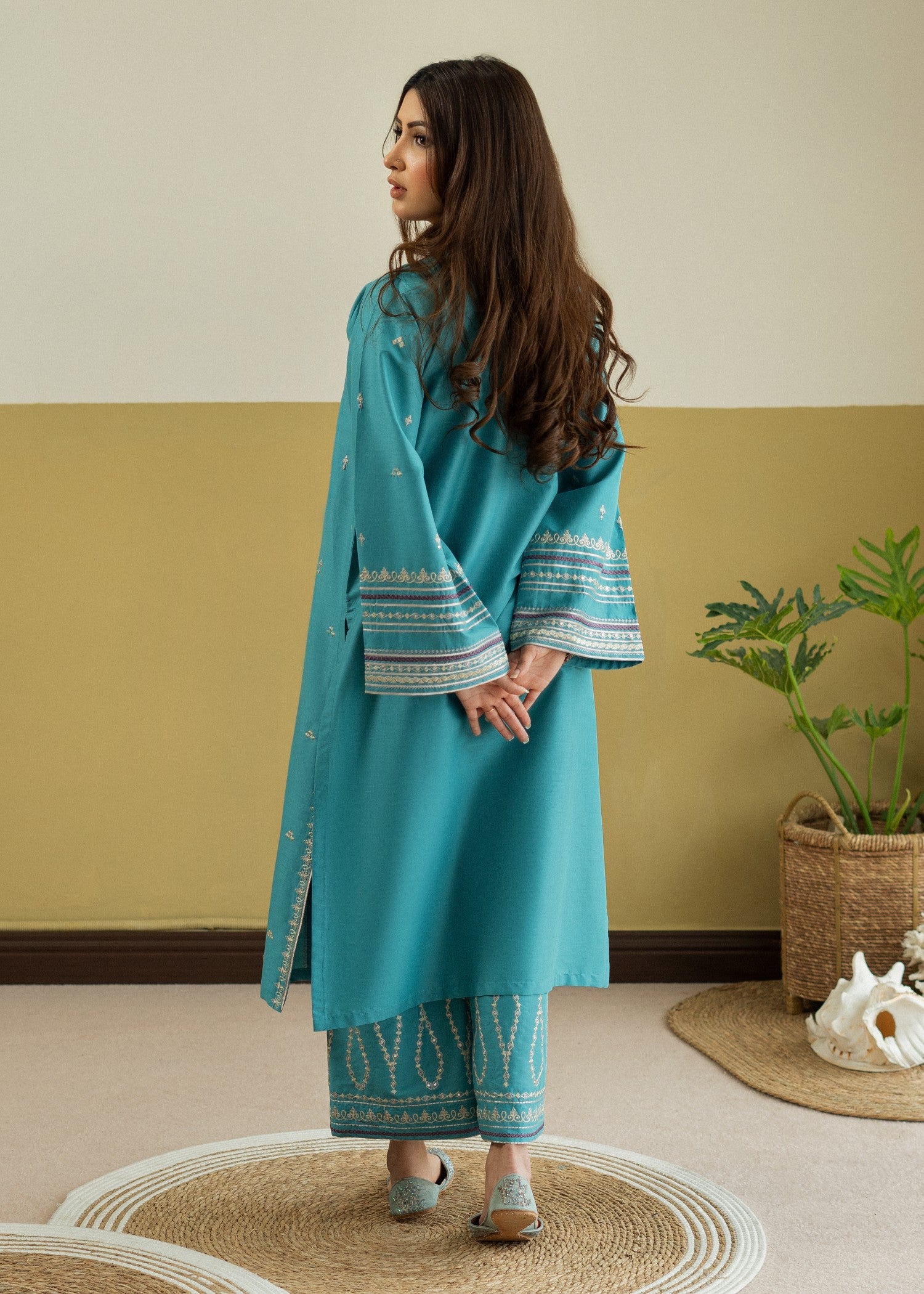 lawn Kurta Set in Baby blue