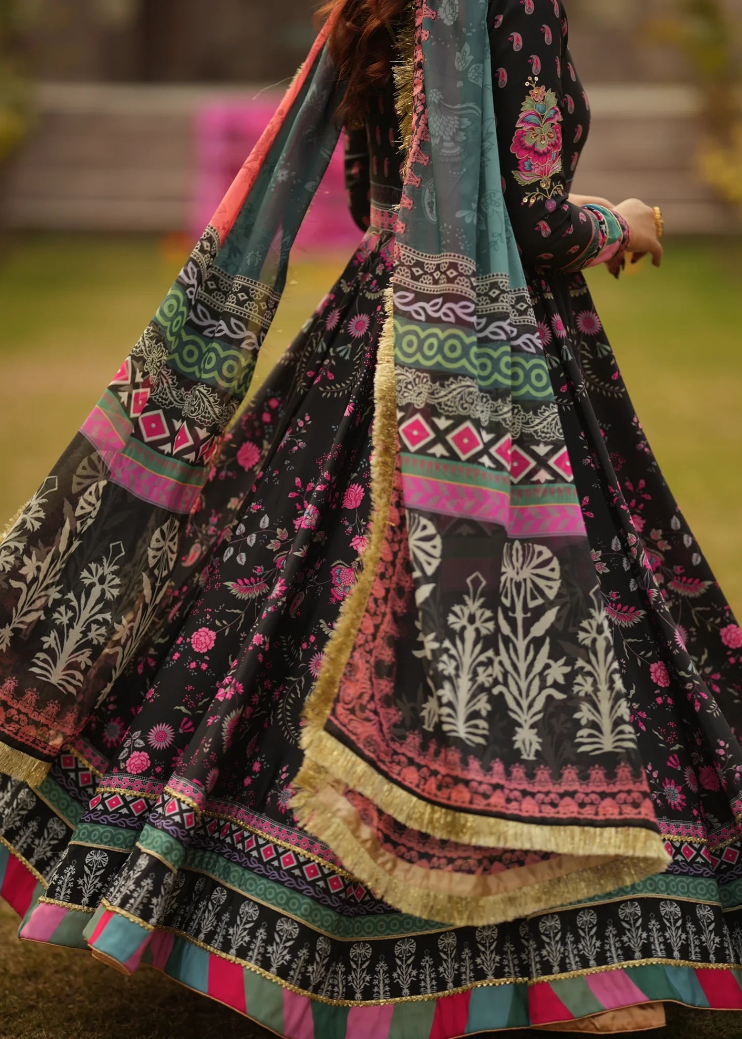 raw silk Unstitched in Black