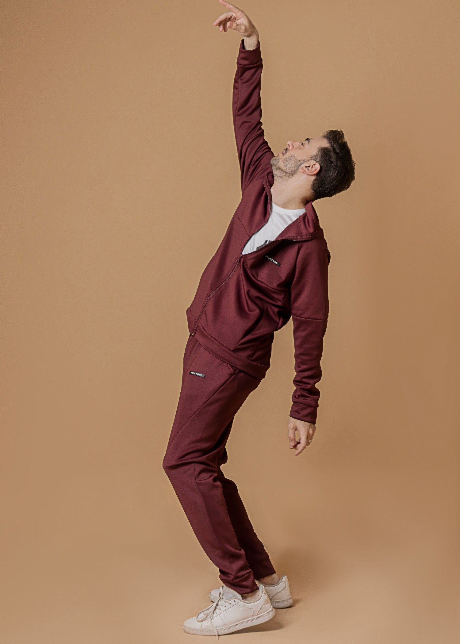 polyester-spandex Tracksuit in Maroon
