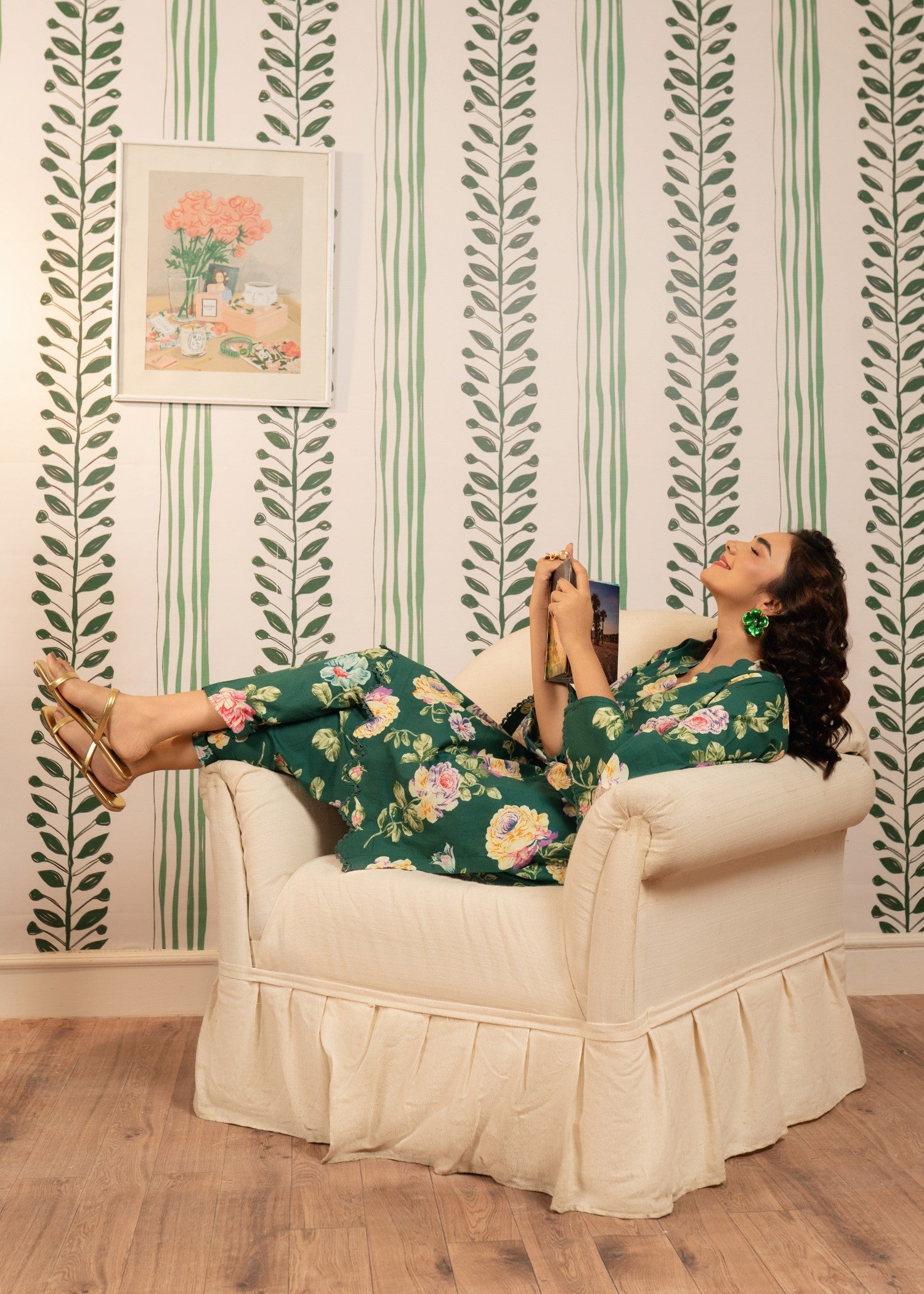 lawn cotton Co Ord Sets in Forest green