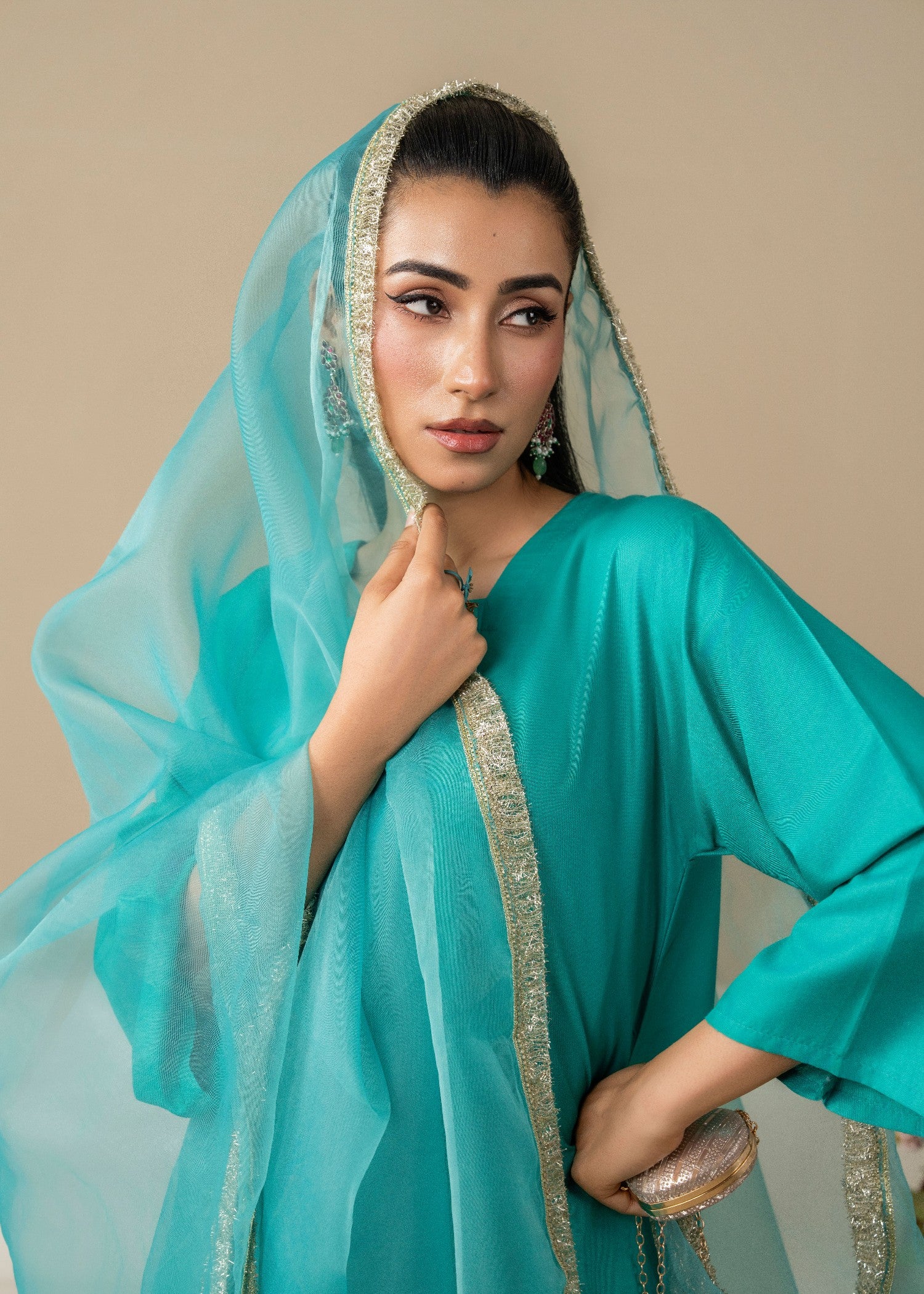 linen Kurta Set in Parrot green