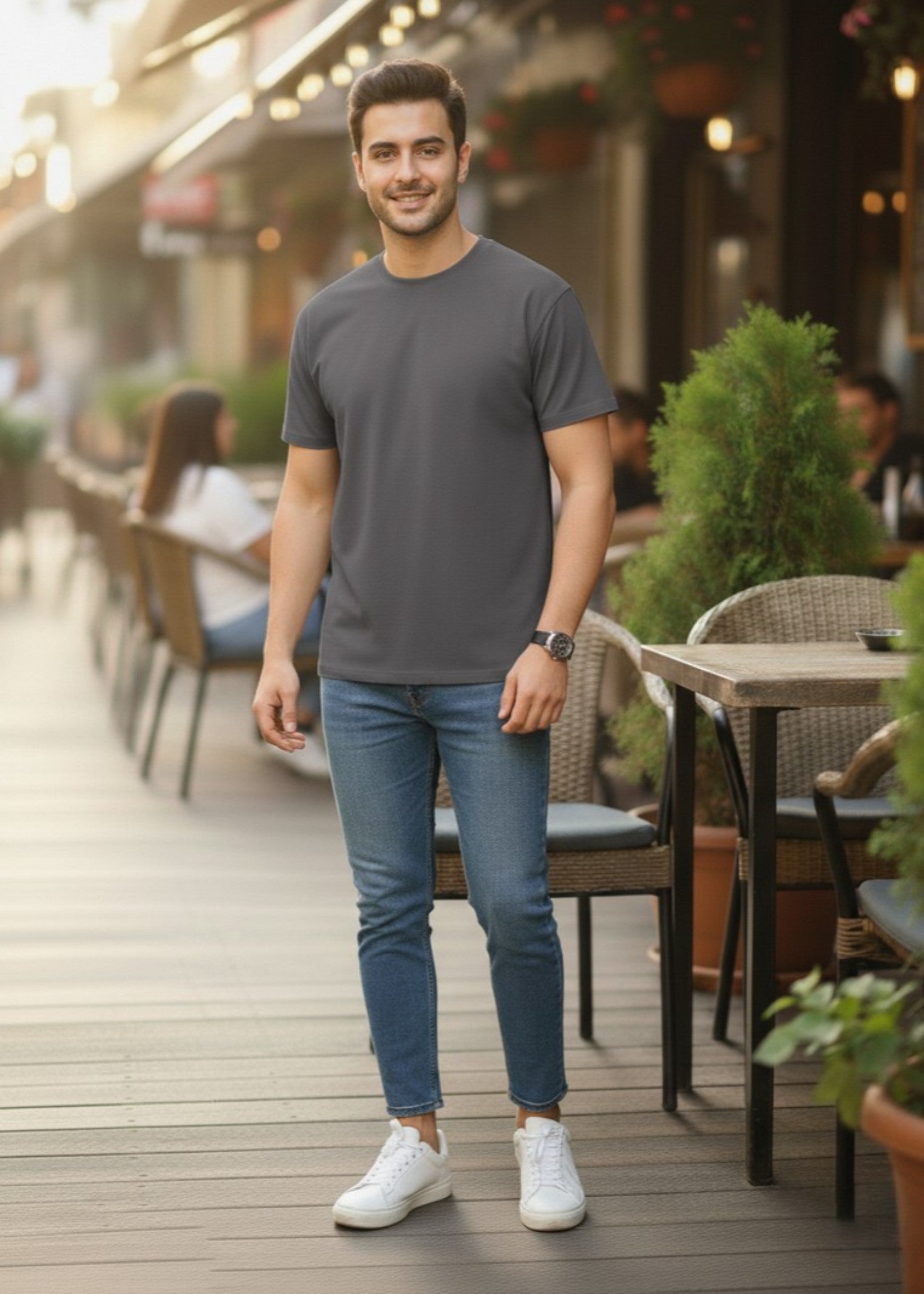polycotton T Shirt in Charcoal by Octopus