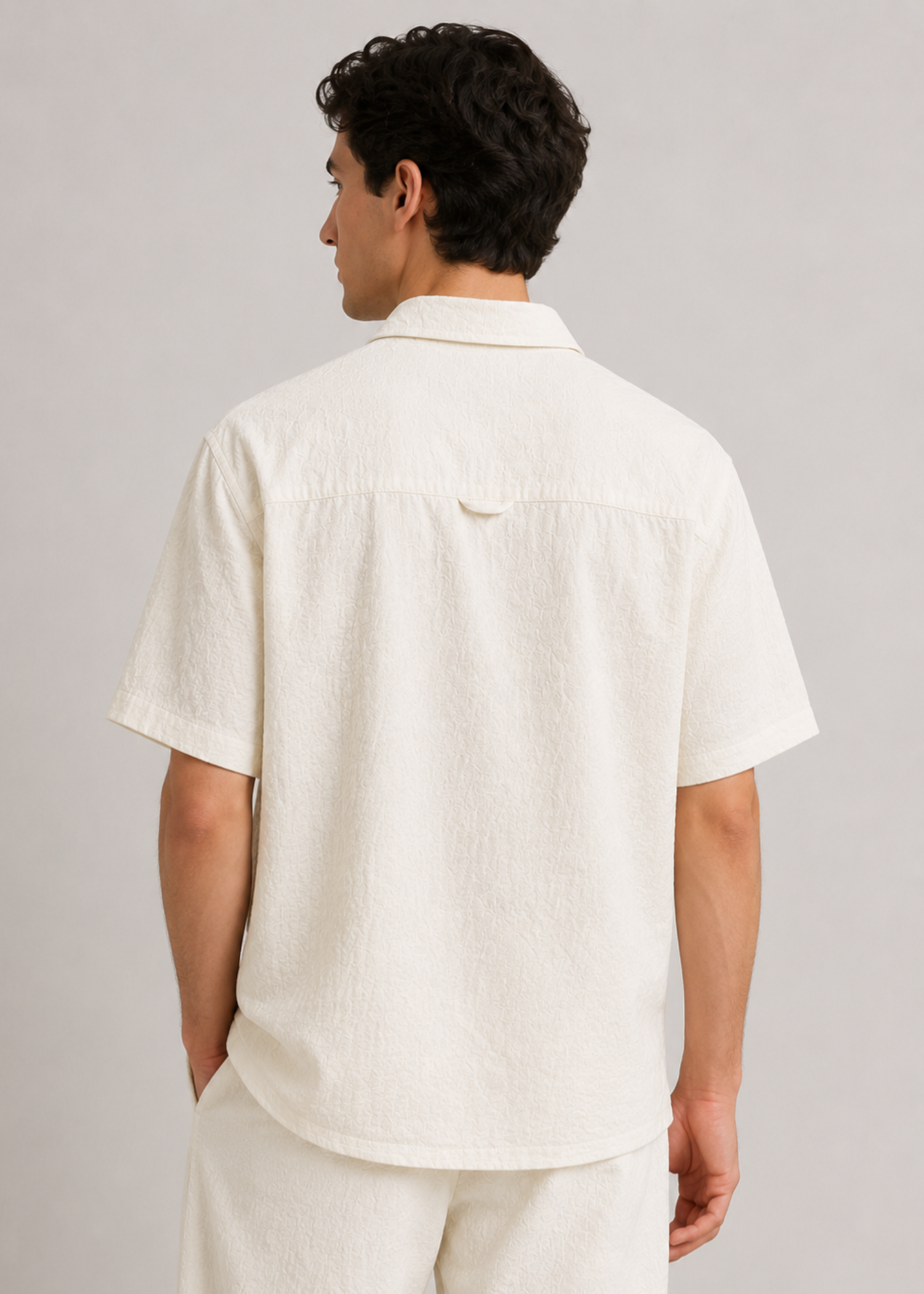 poly viscose Casual Shirt in Off-white