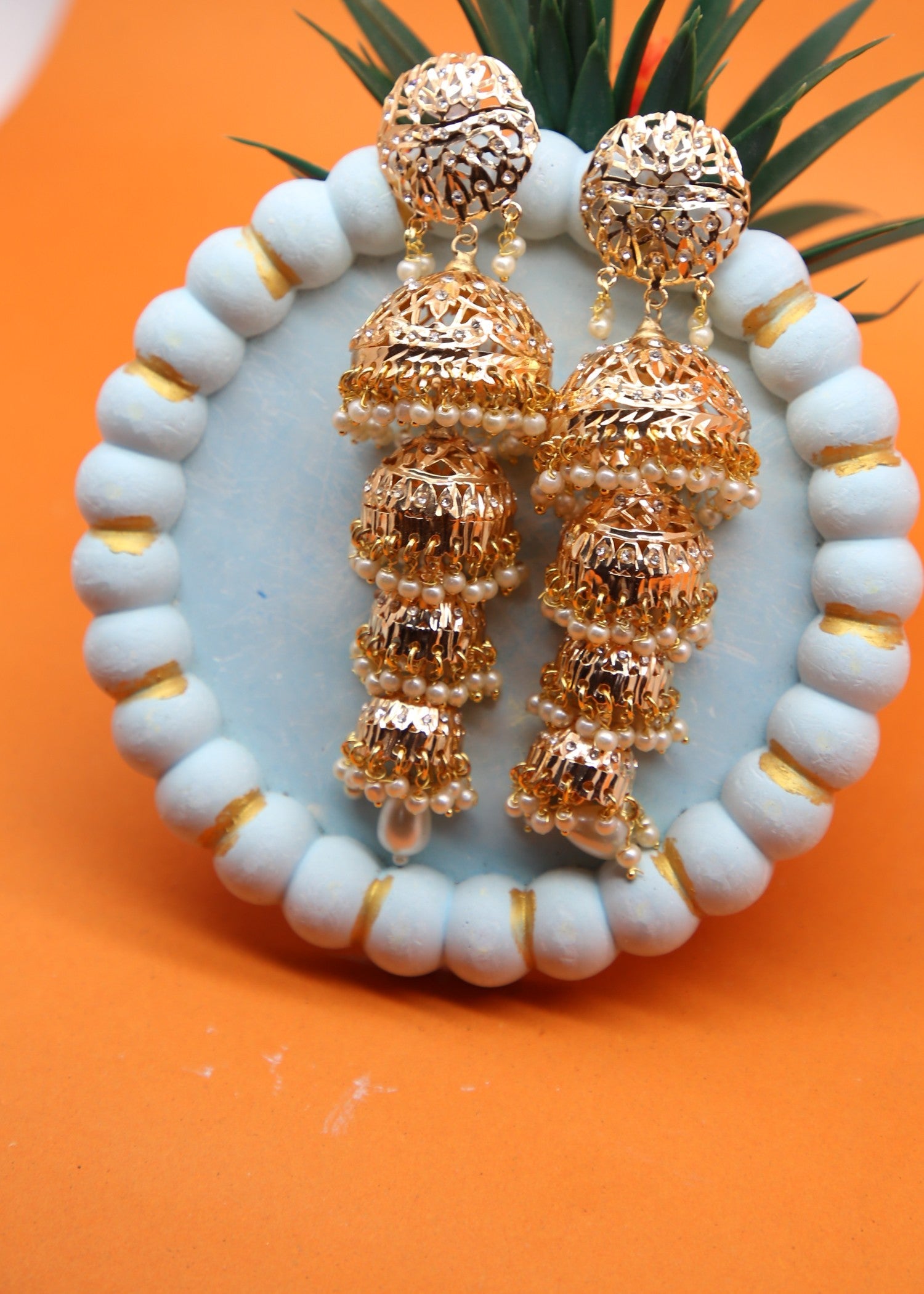 Earrings in Gold Color by - Trendy Women Earrings HBG6059