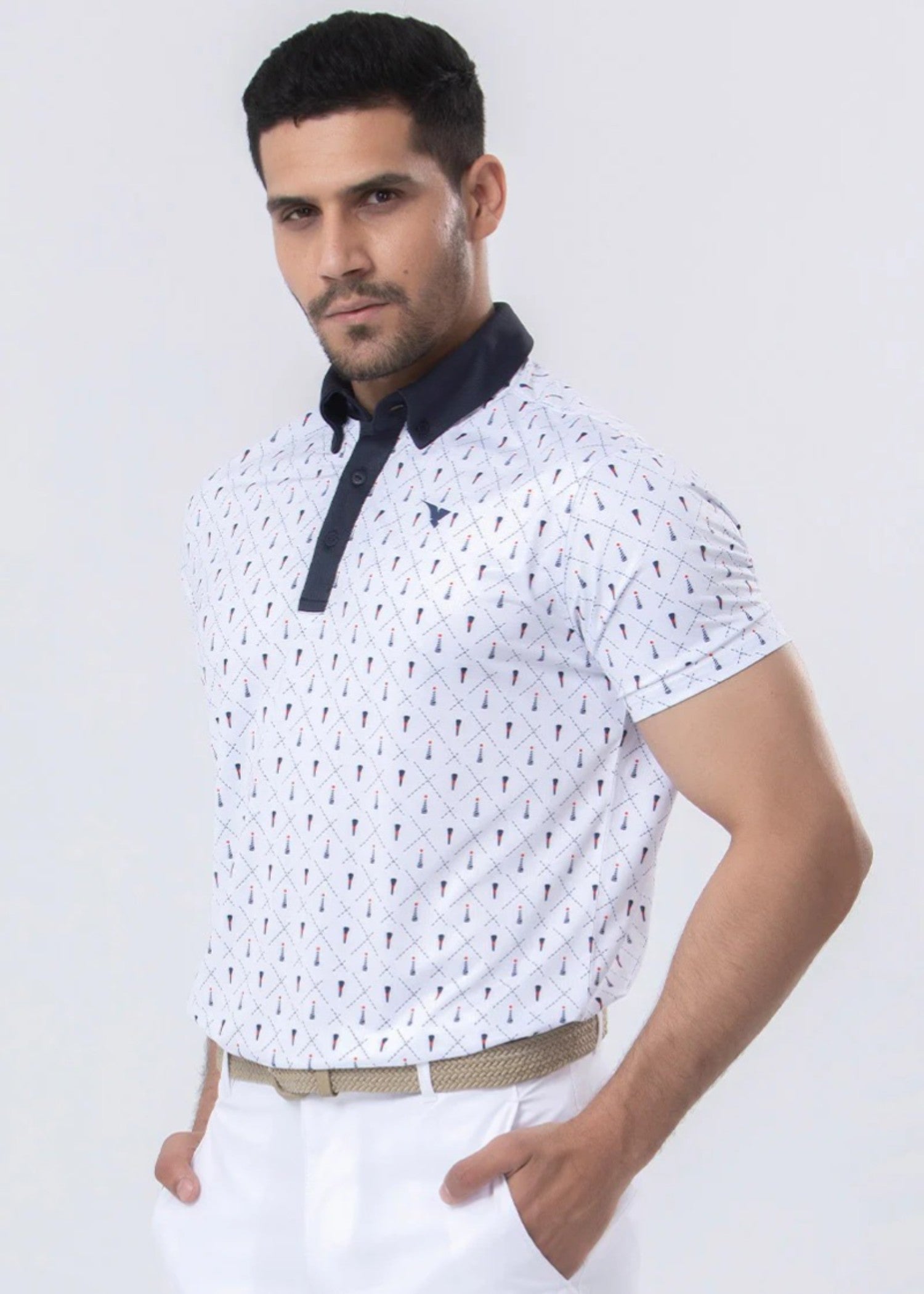 spandex Polo Shirt in White