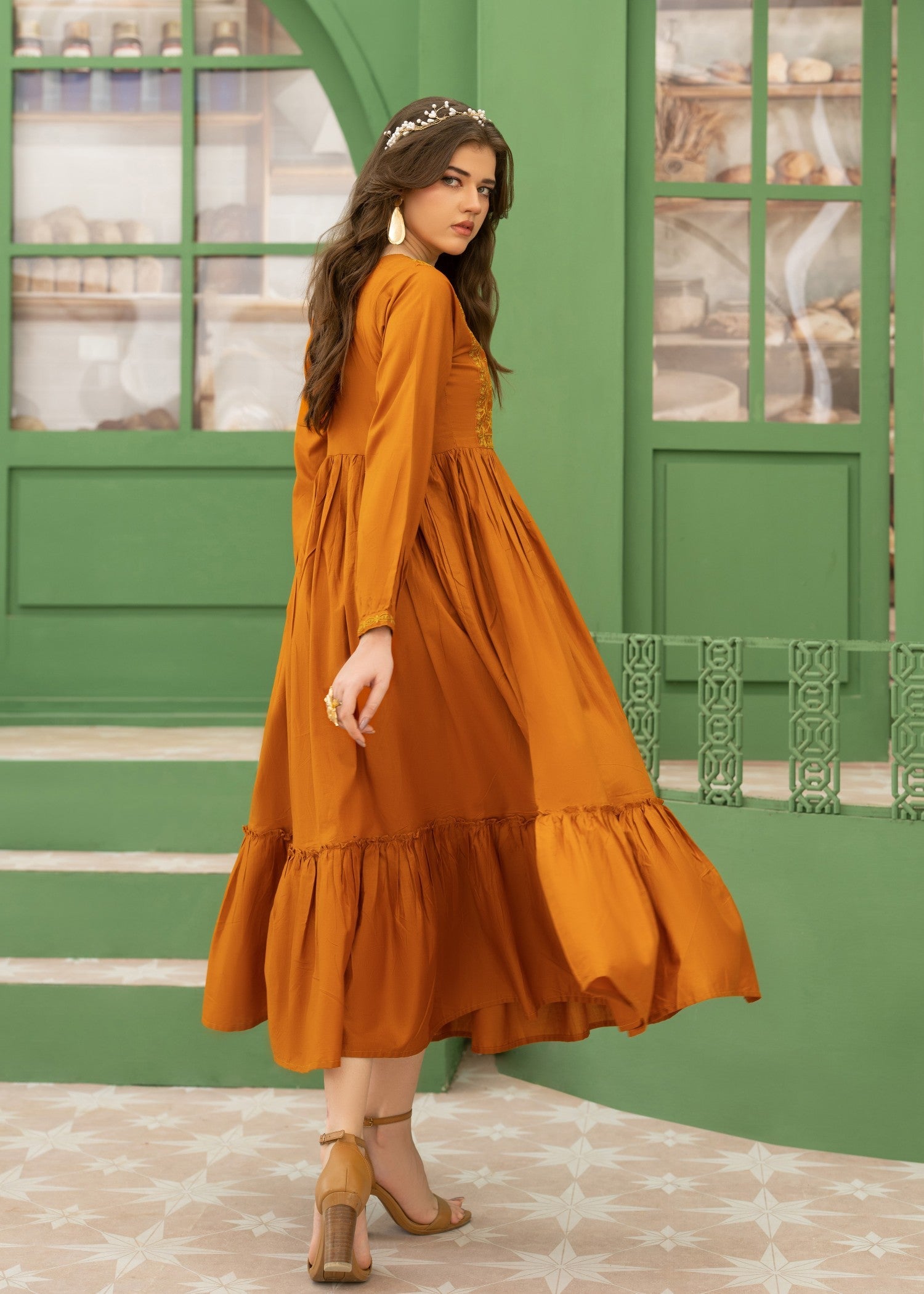 cotton Maxi in Bright orange