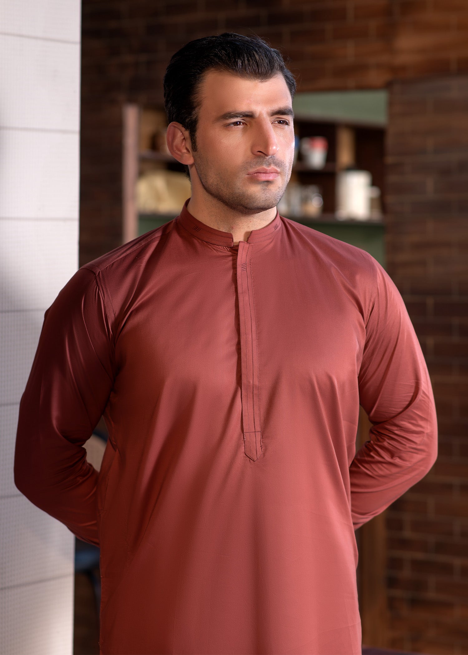 cotton Shalwar Kameez in Rust orange