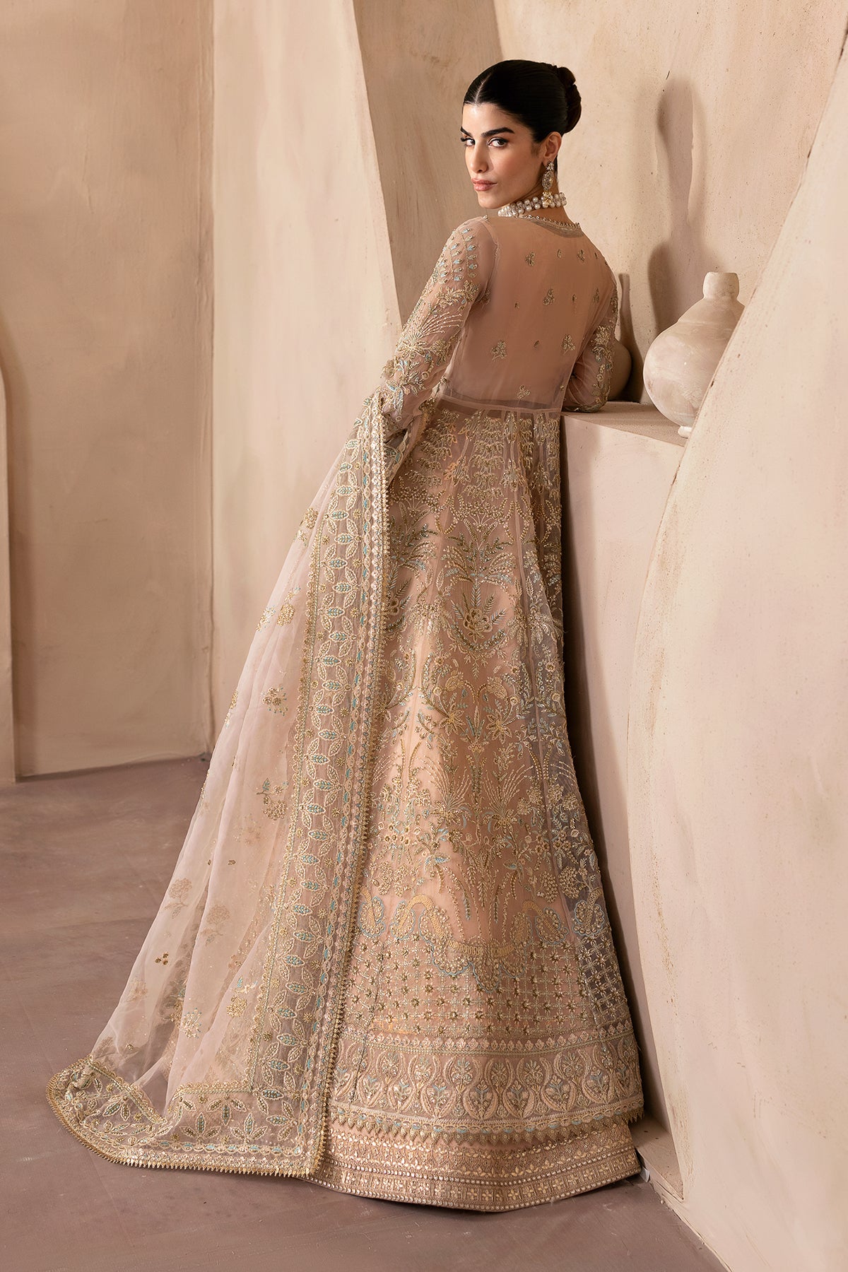 organza Gown in Peach orange