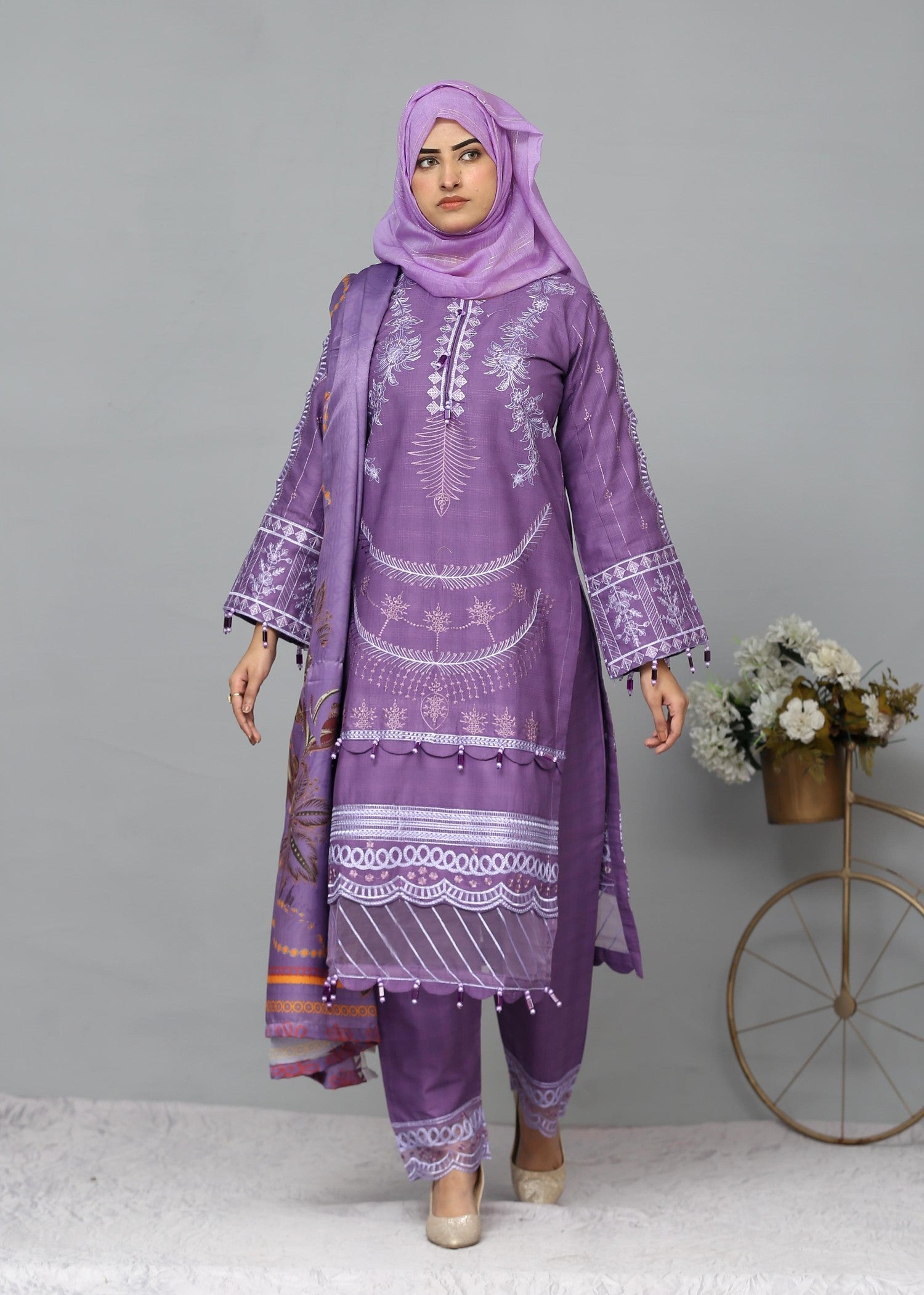 khaddar Kurta Set in Purple
