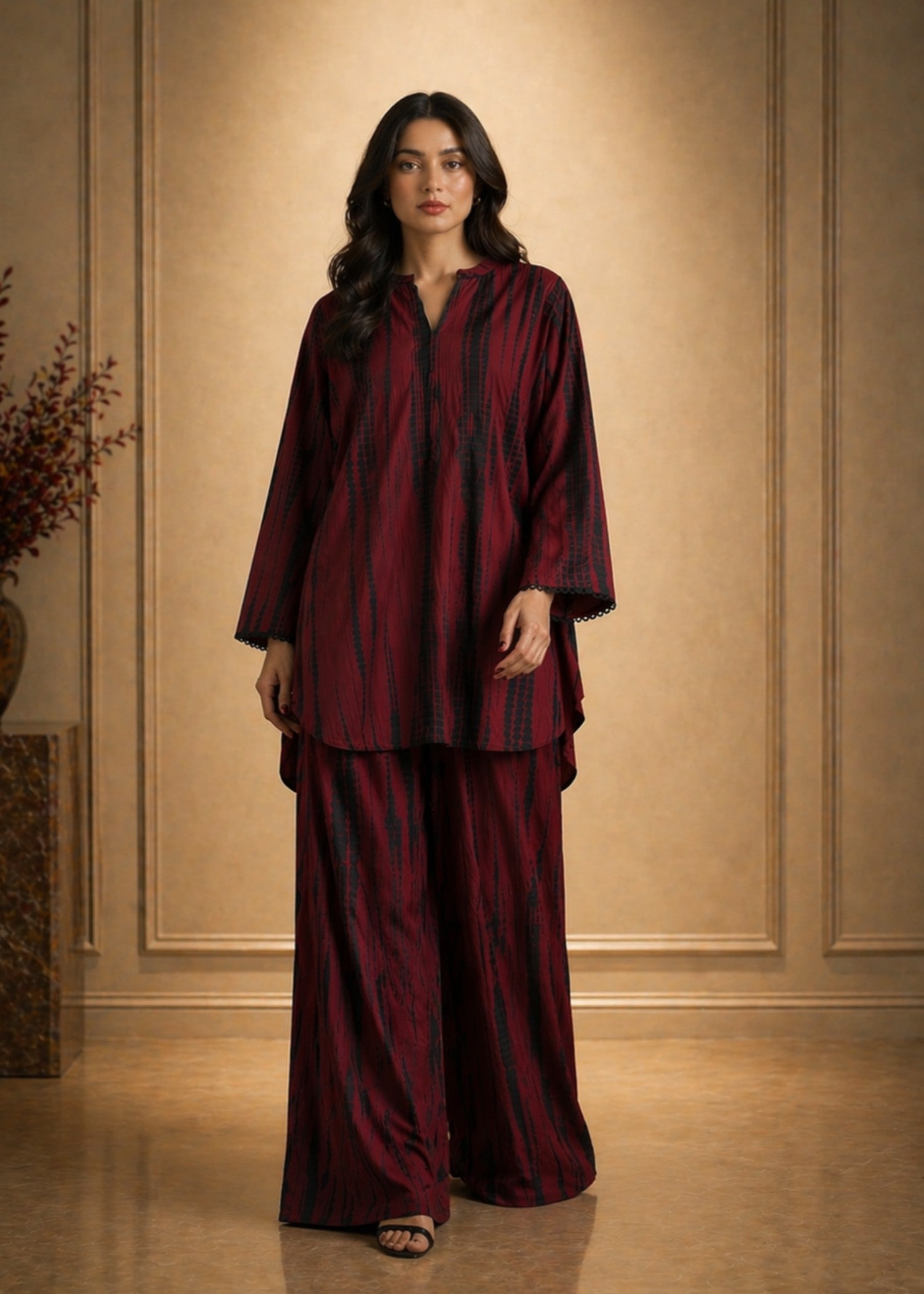 linen Co Ord Sets in Maroon