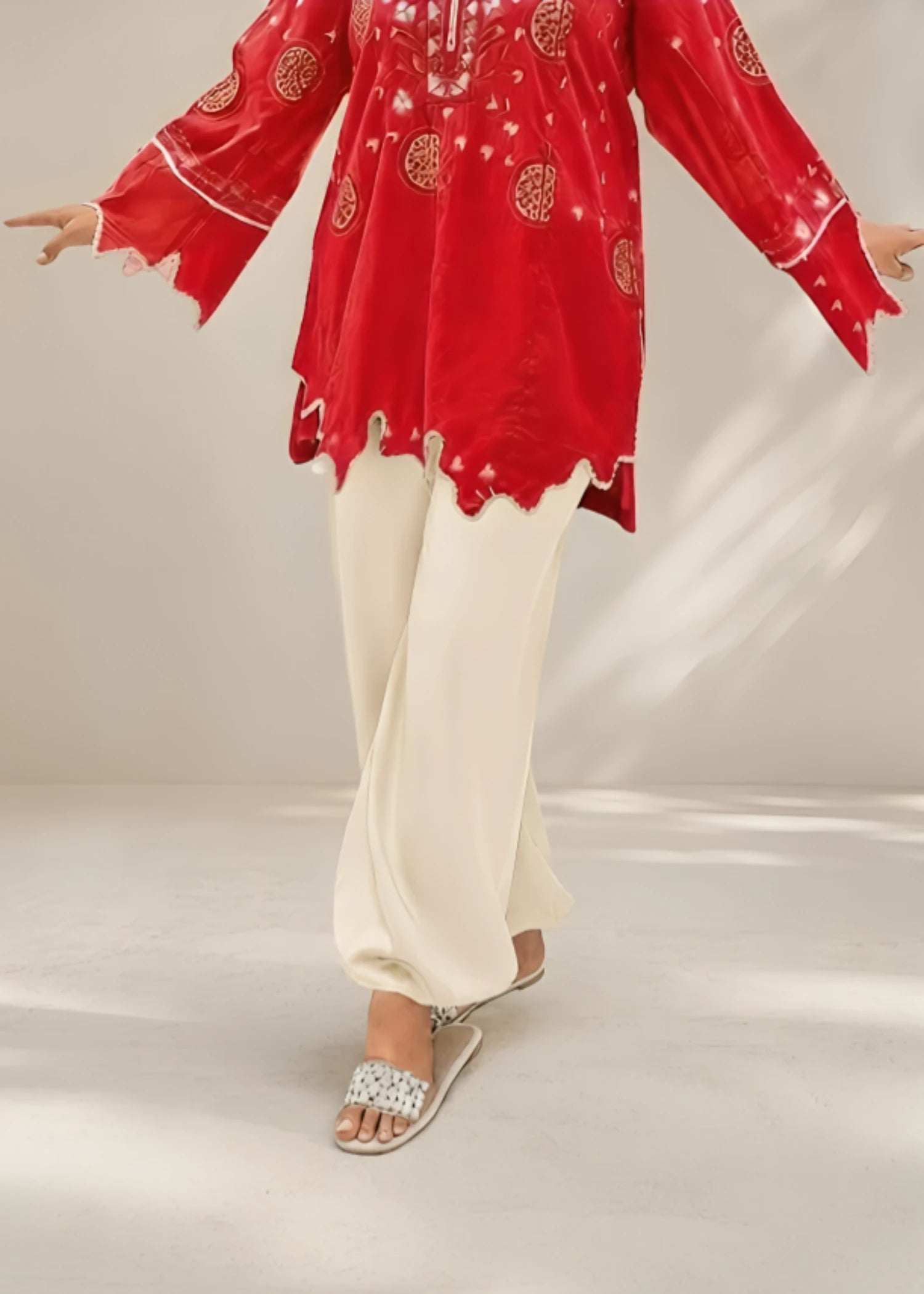 swiss lawn Shalwar in Cream