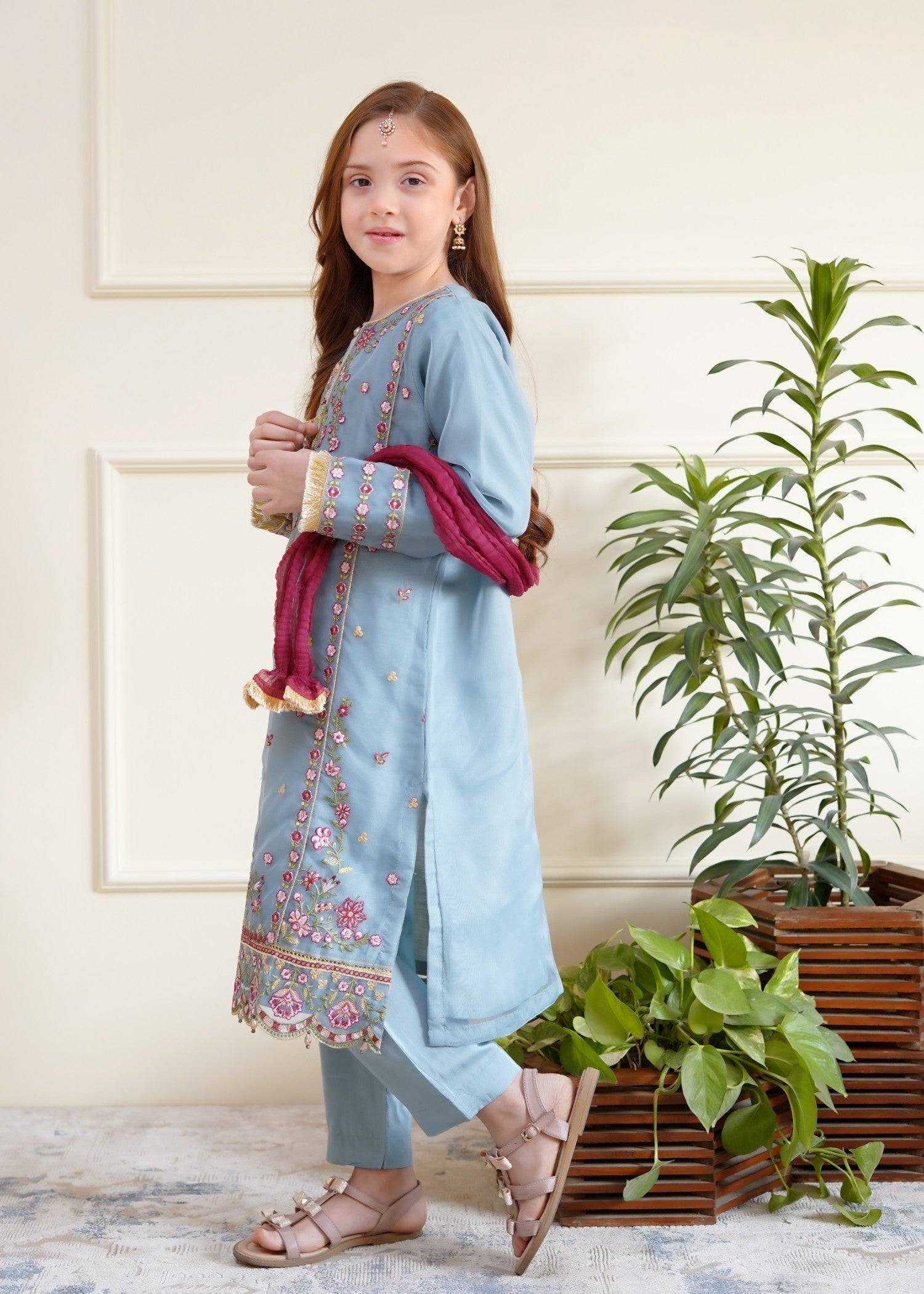 organza Kurta Set in Powder blue