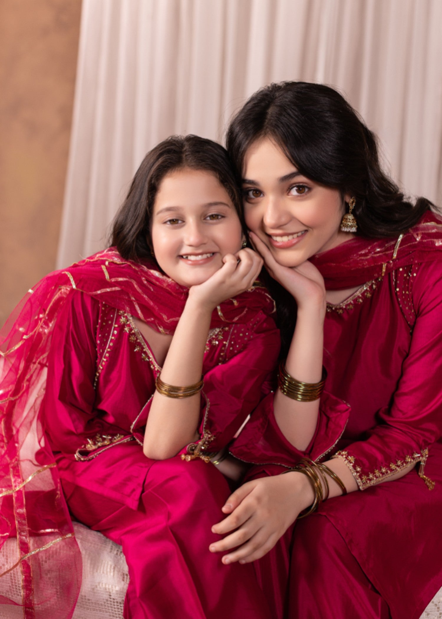 pk raw silk Kurta Set in Hot pink