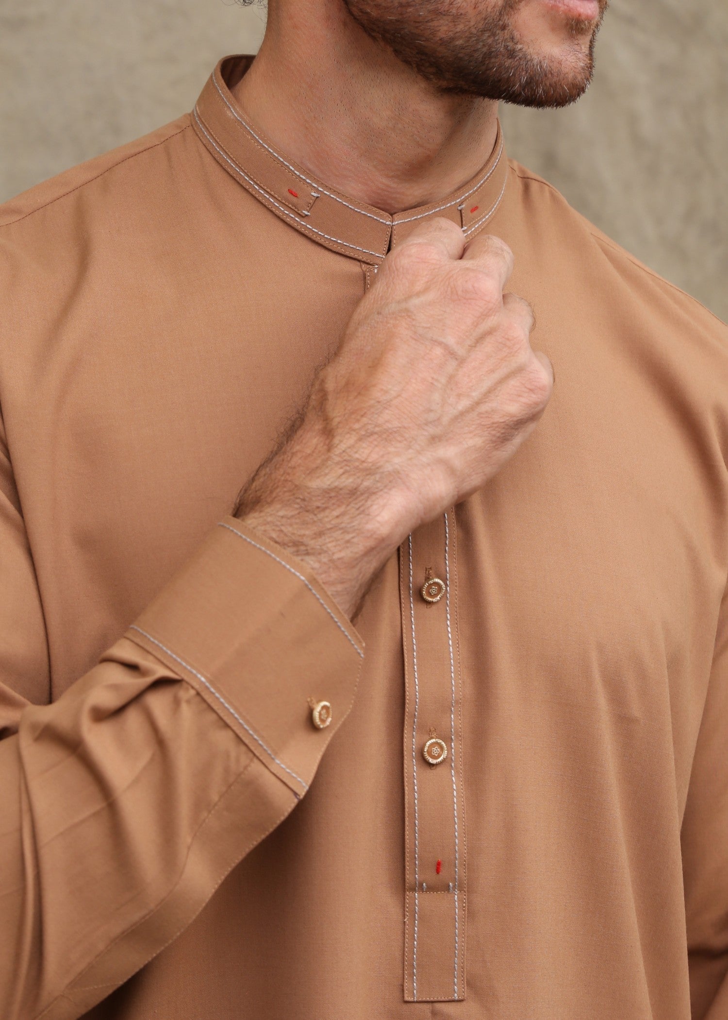 wash & wear Shalwar Kameez in Bronze orange