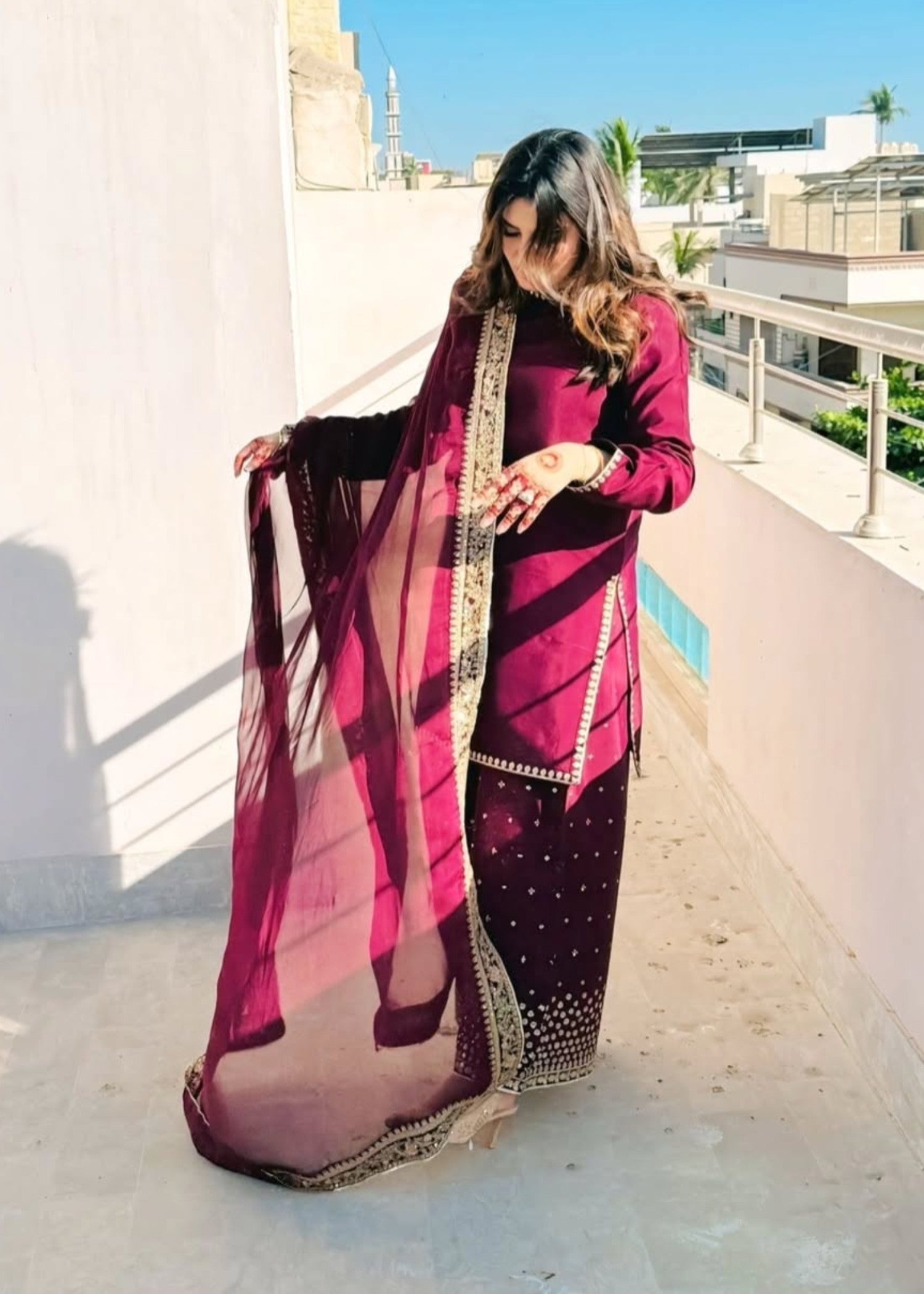 cotton Kurta Set in Maroon