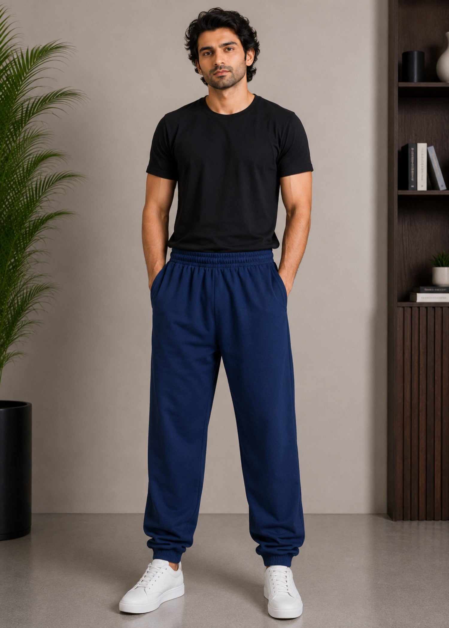 cotton Trousers in Midnight blue