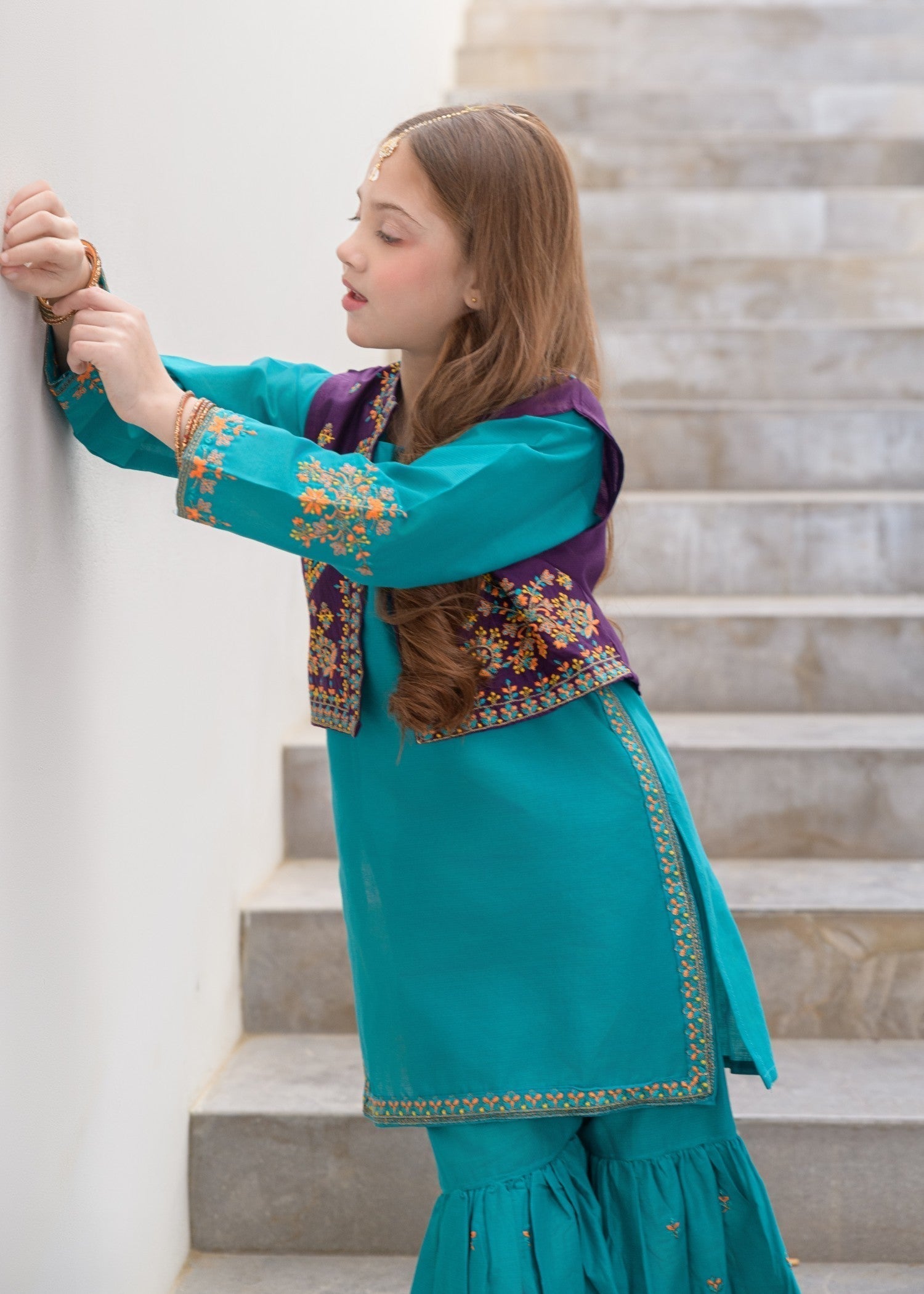 cotton Gharara in Teal
