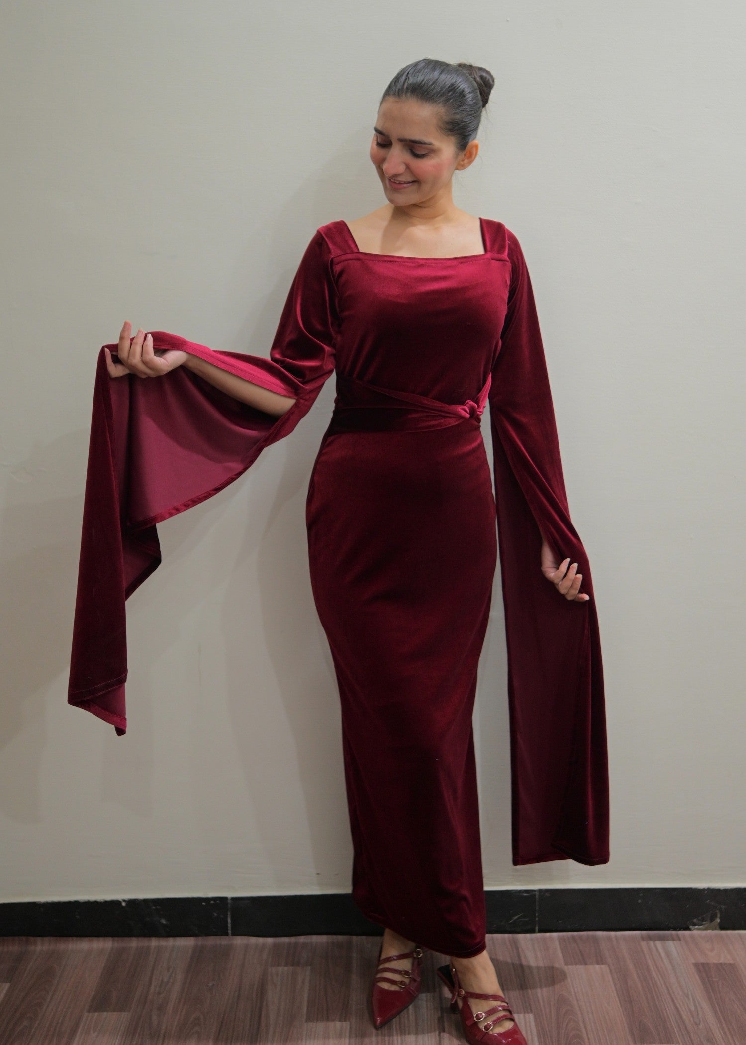 velvet Dress in Burgundy