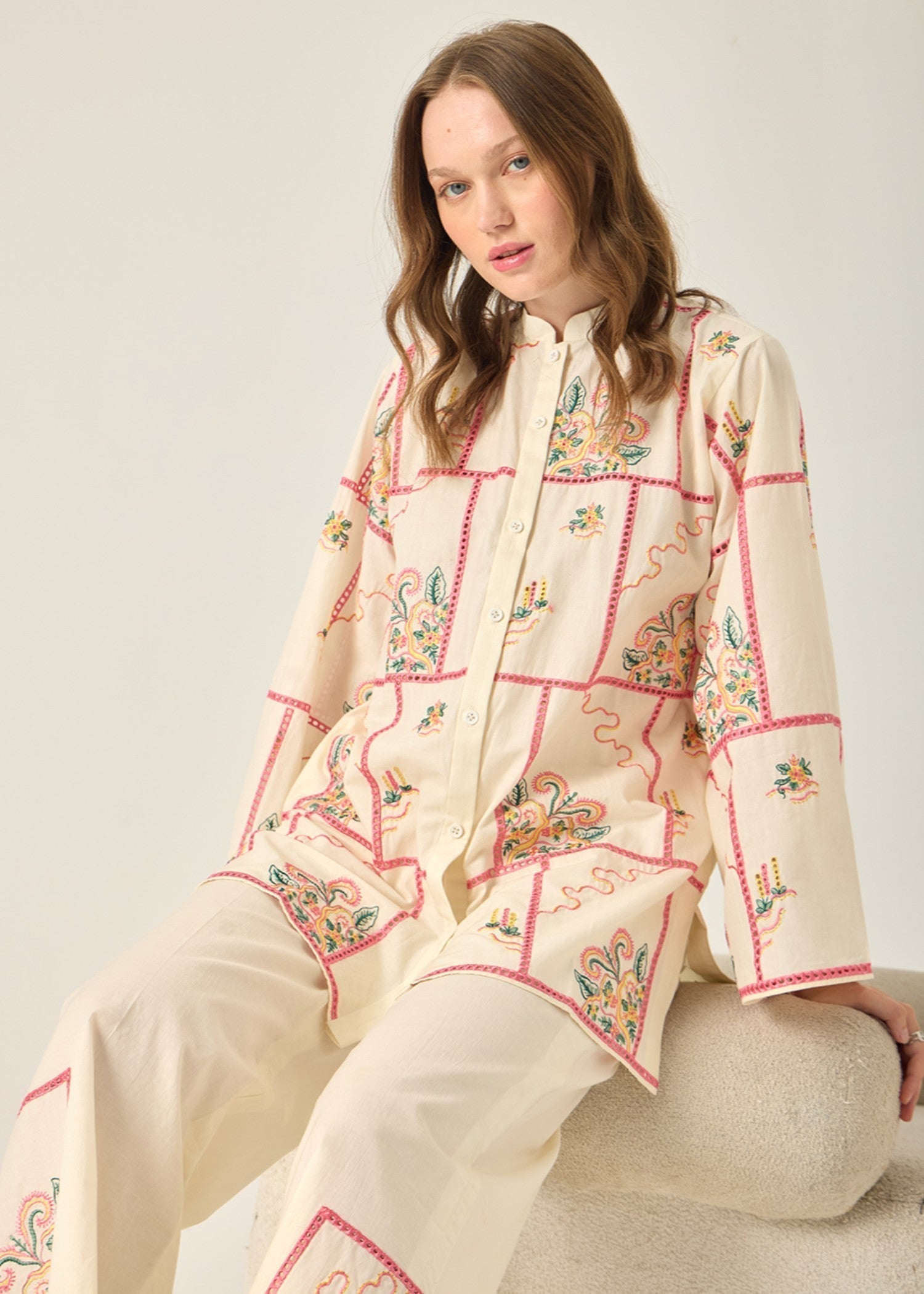 cambric cotton Co Ord Sets in Cream